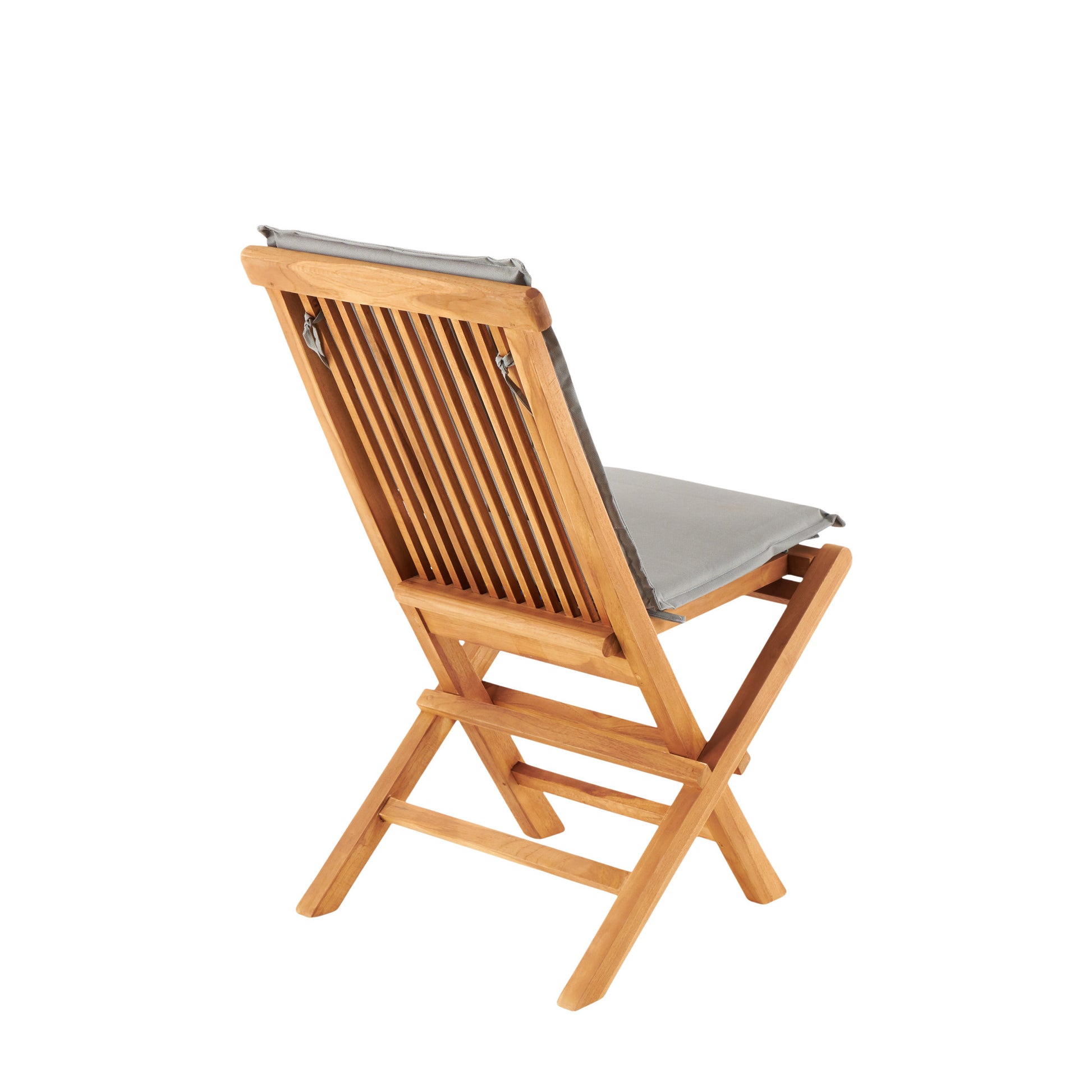 Set of 2 Brown Teak Wood Folding Patio Outdoor Dining Chair with Cushions