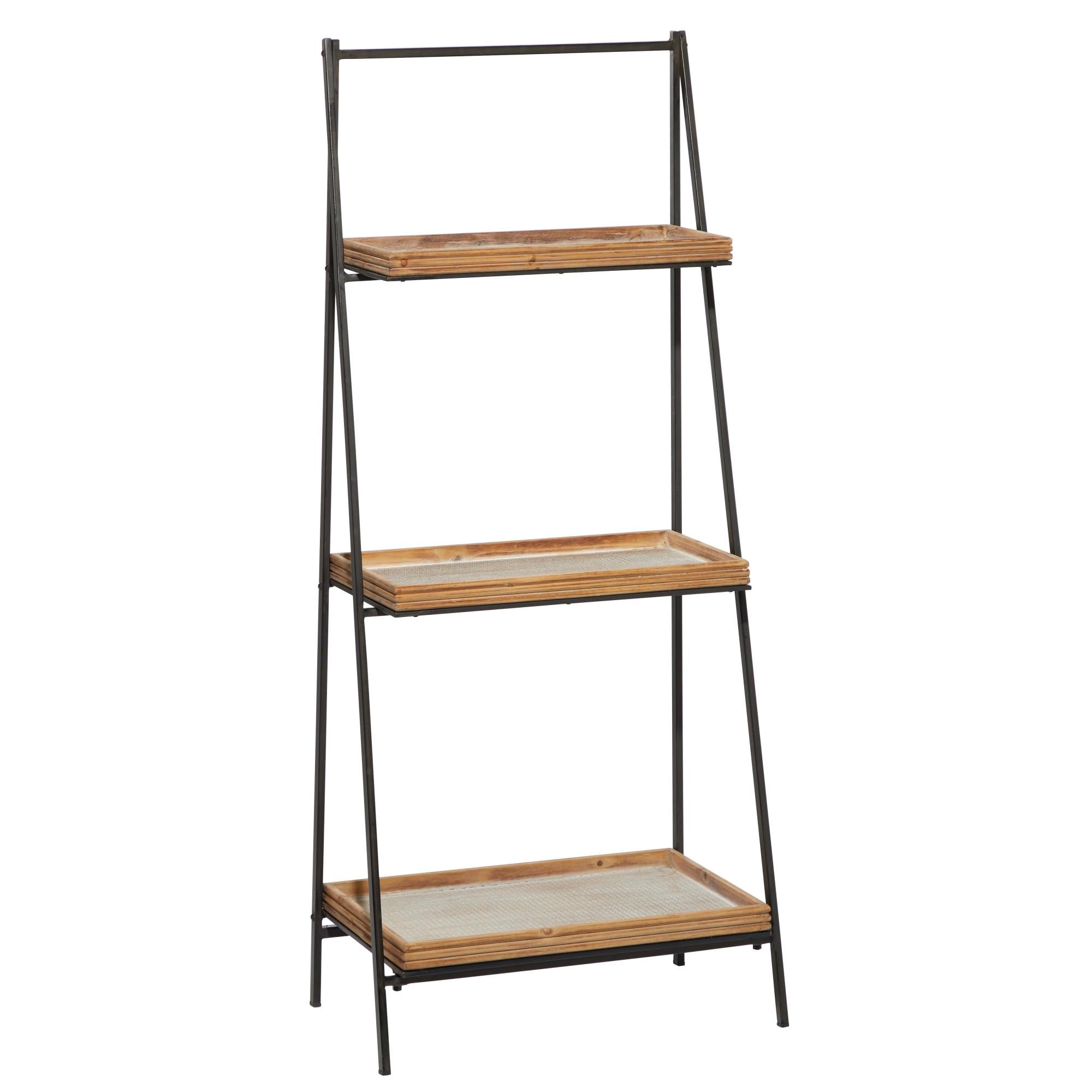 Brown Wood 3 Shelf Storage Shelving Unit