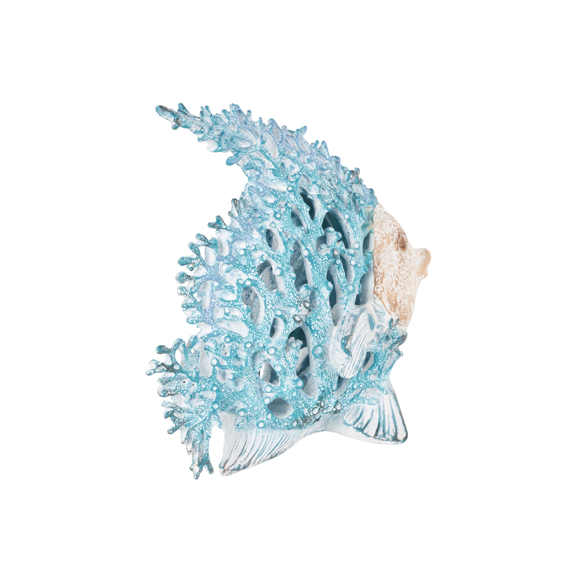 Fish Polystone Textured Decorative Sculpture with White Fins