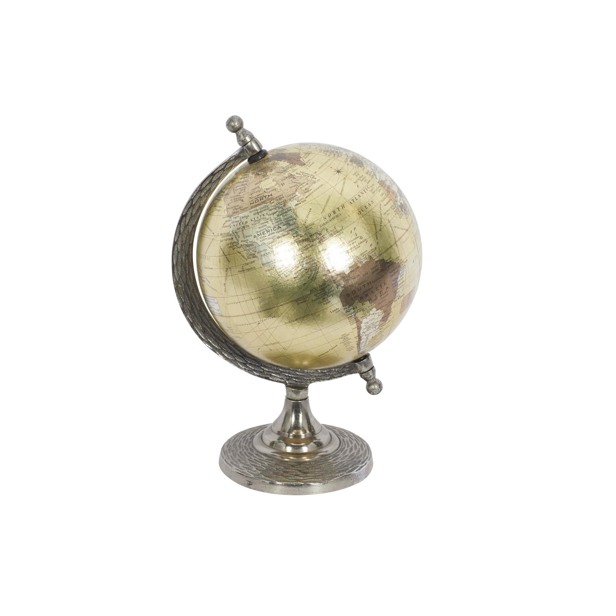 Gold Aluminum Metal Educational/Geographic Earth Globe