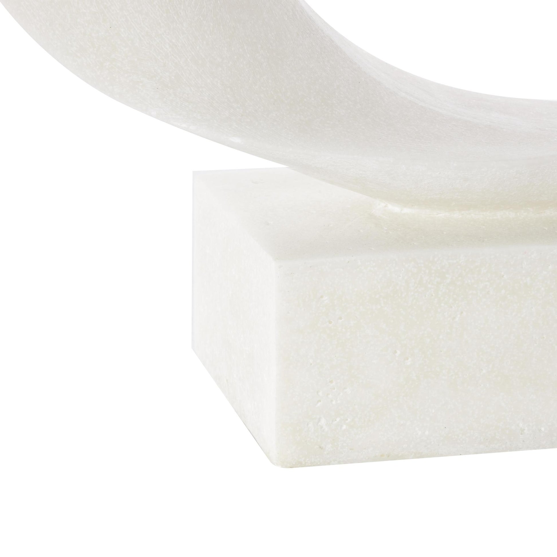 Abstract White Polystone Textured Open Wave Decorative Sculpture with Elevated Base