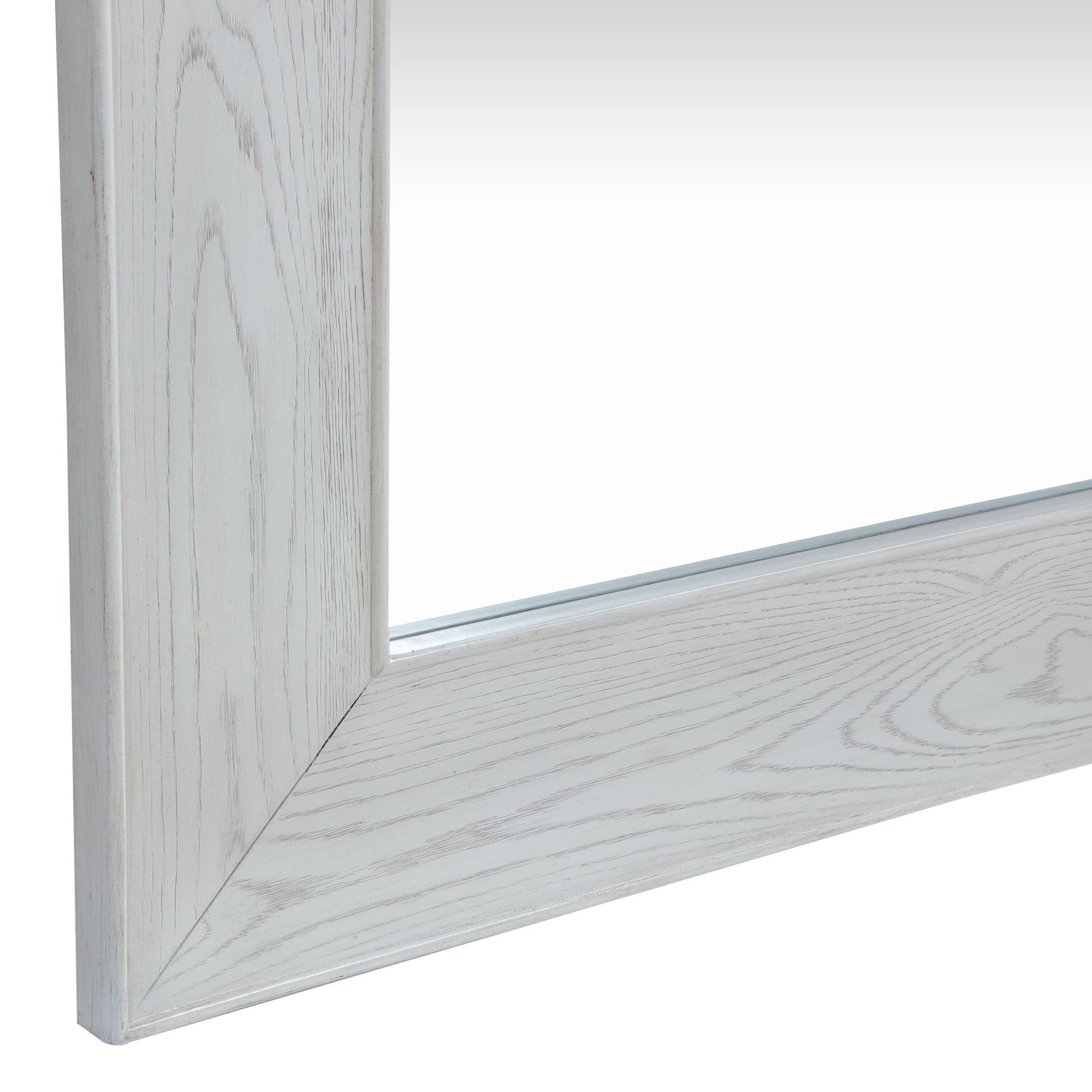 Silver Wood Room Floor Mirror with Natural Wood Grains