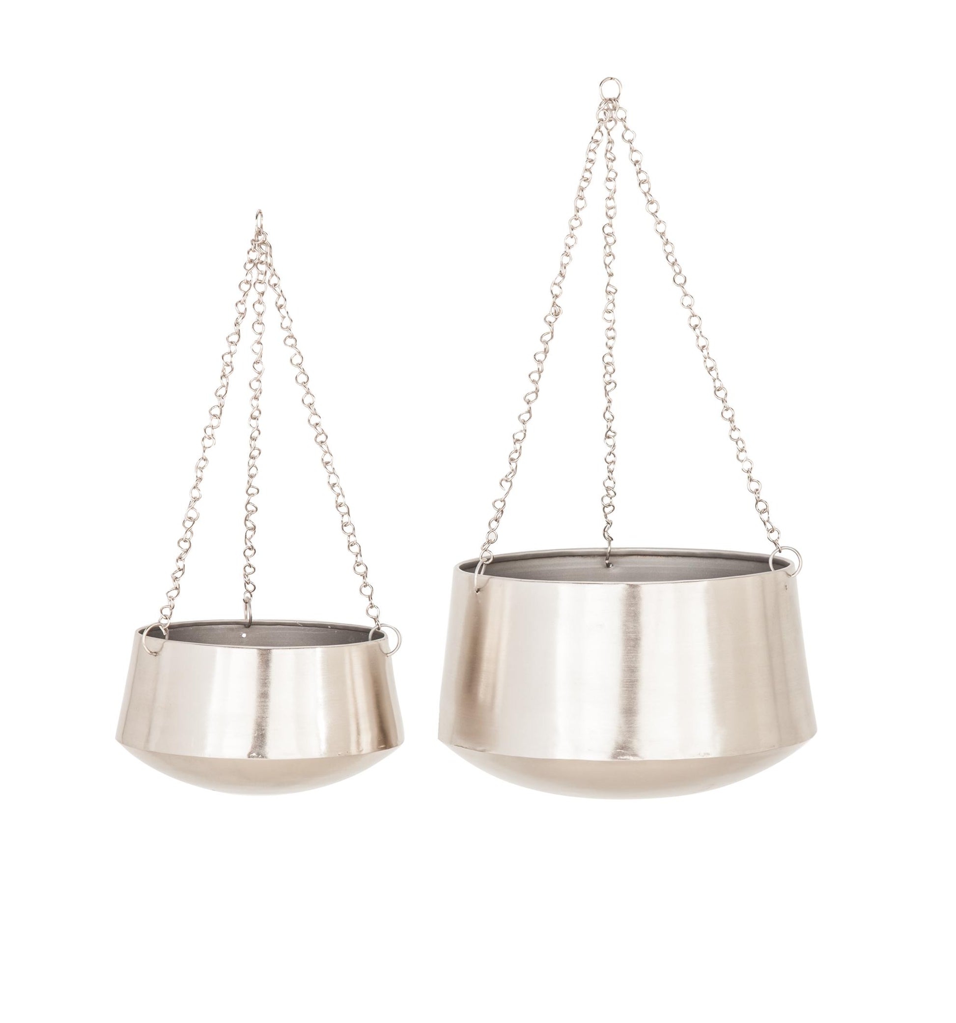 Set of 2 Metal Hanging Dome Indoor Outdoor Wall Planter with Chain