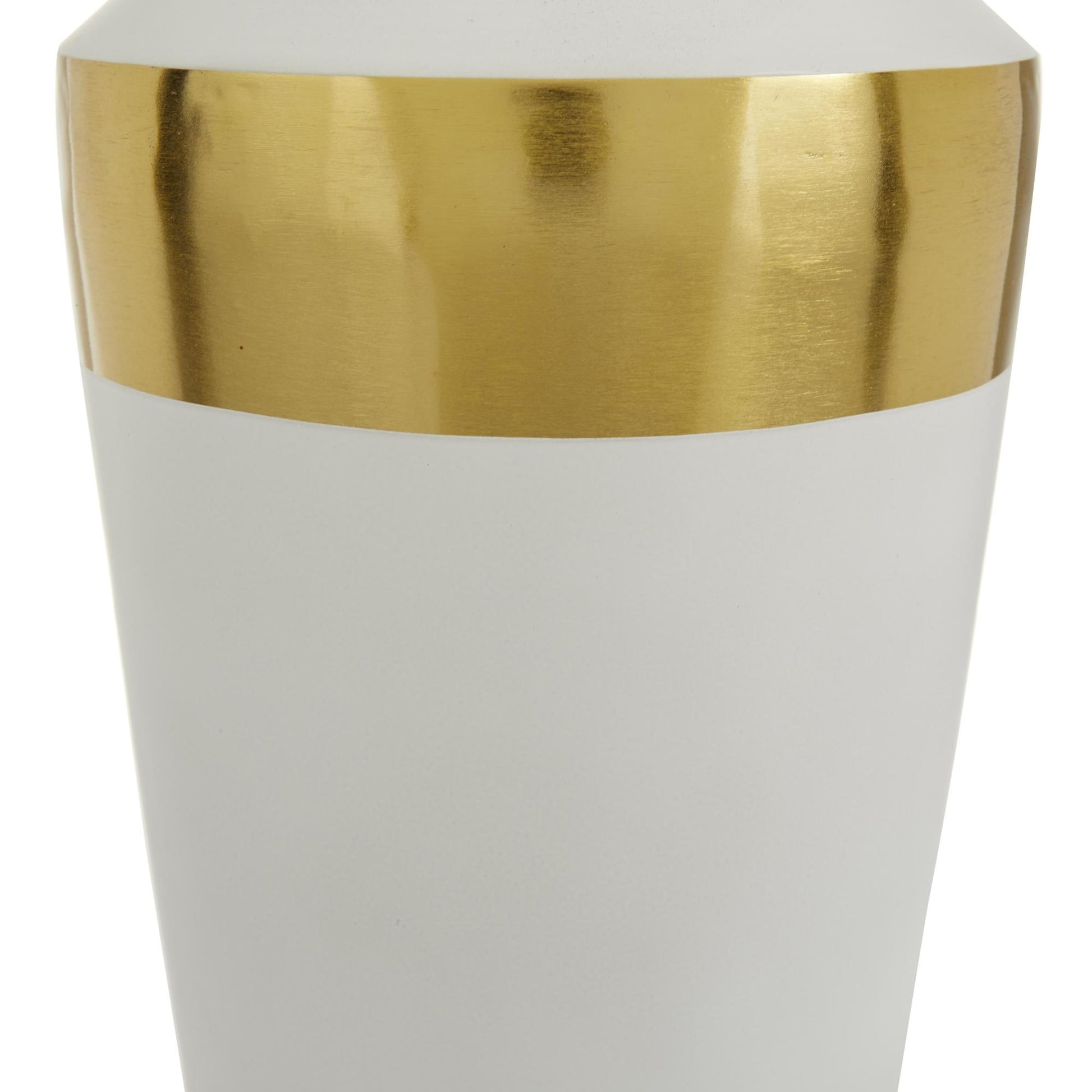 Set of 2 Metal Decorative Vase with Gold Band