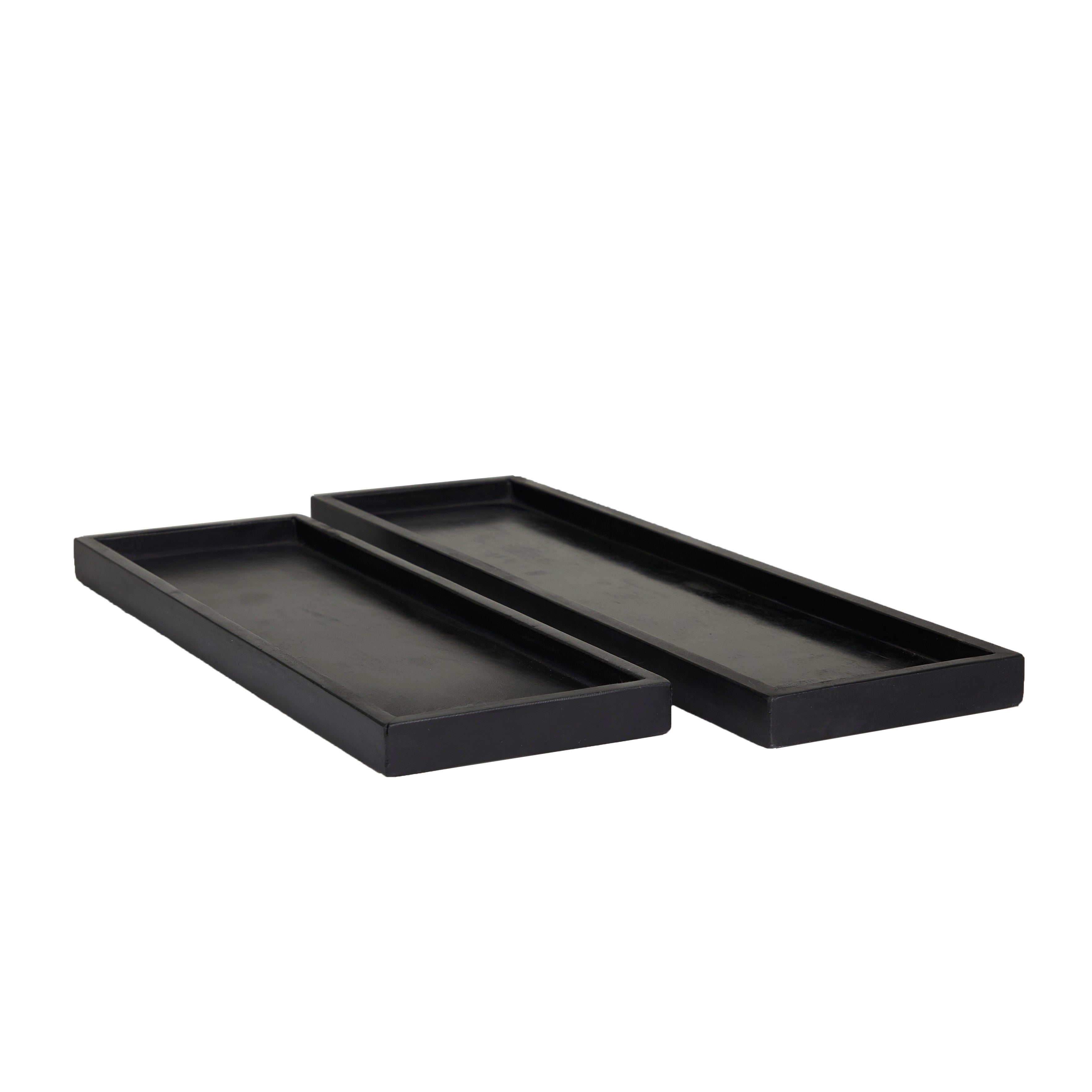 Set of 2 Marble Minimalistic Textured Square Living Room Decor Tray Set of 2 10", 8"W