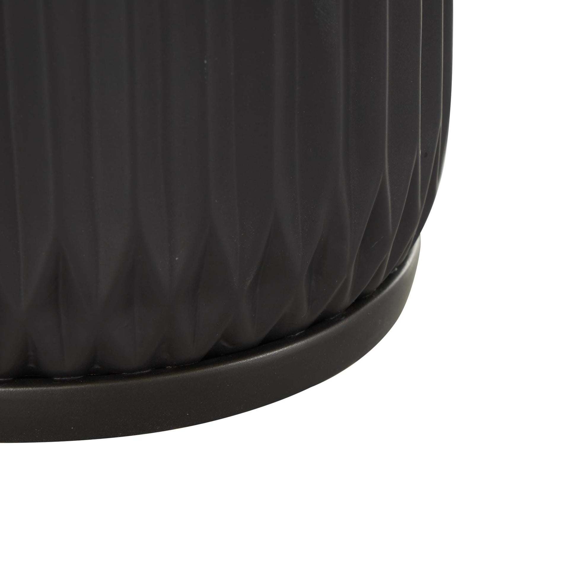 Set of 3 Ceramic Ribbed Indoor Outdoor Planter with Attached Saucer