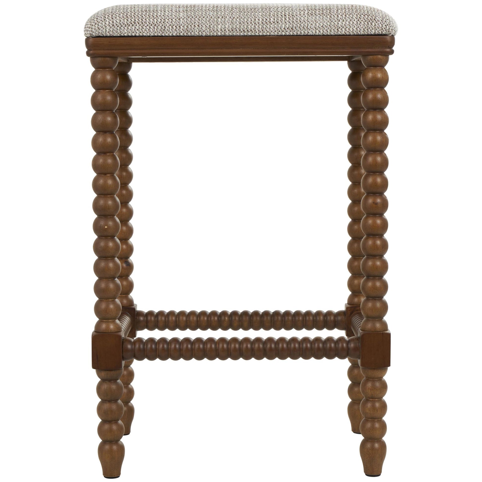 Fabric Home Bench Stool with Traditional Wood Turned Legs