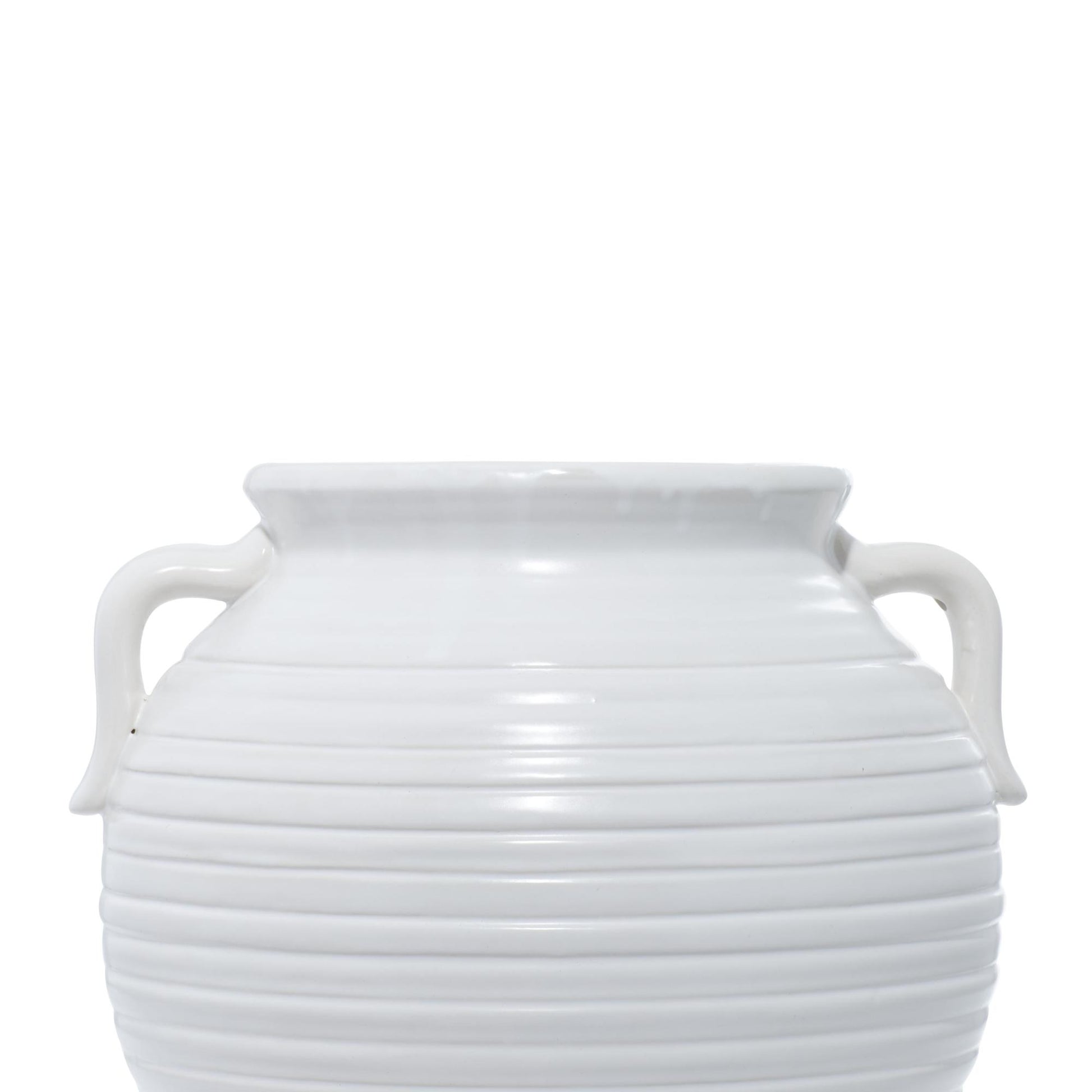White Ceramic Indoor Outdoor Planter with Handles