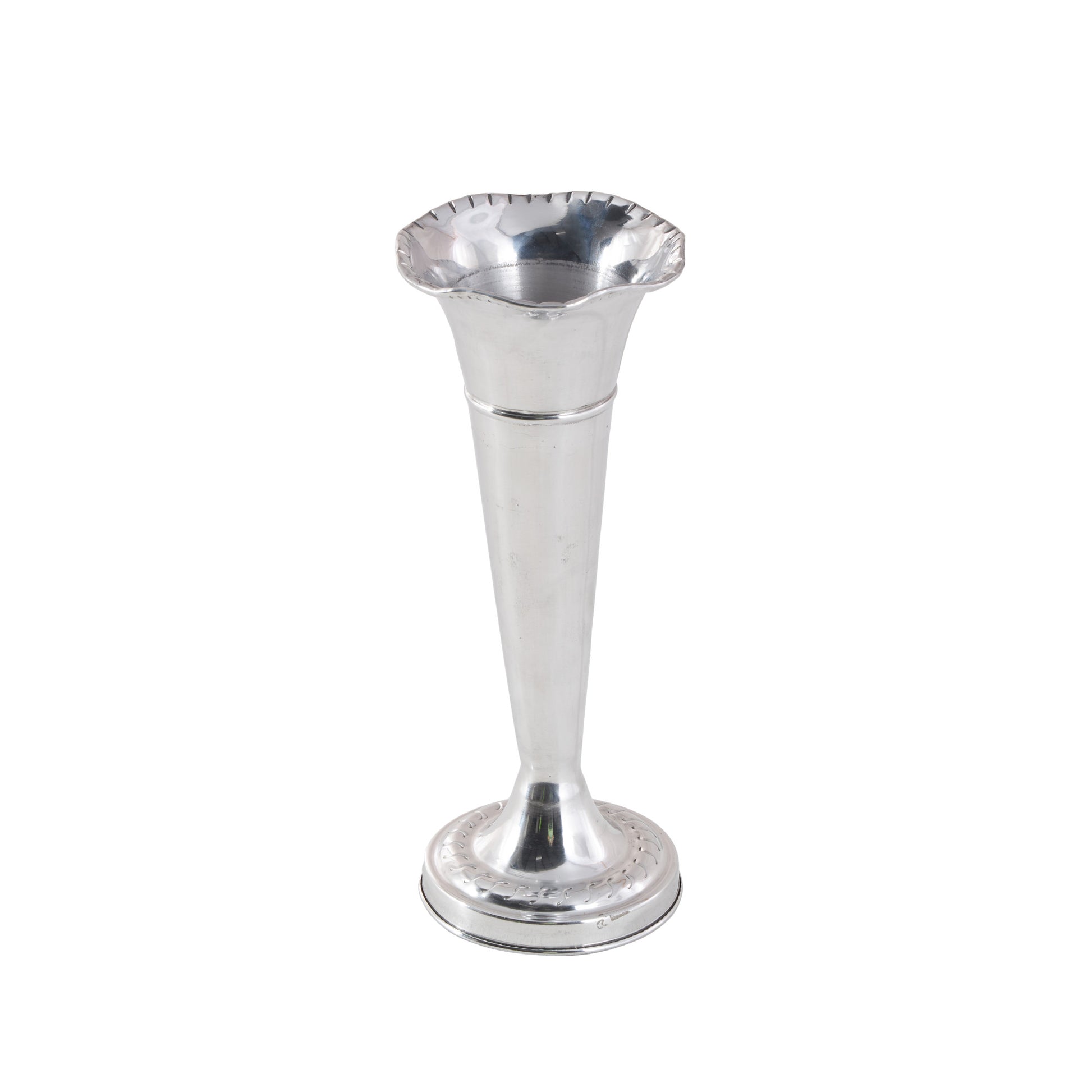 Silver Aluminum Metal Flute Shaped Decorative Vase