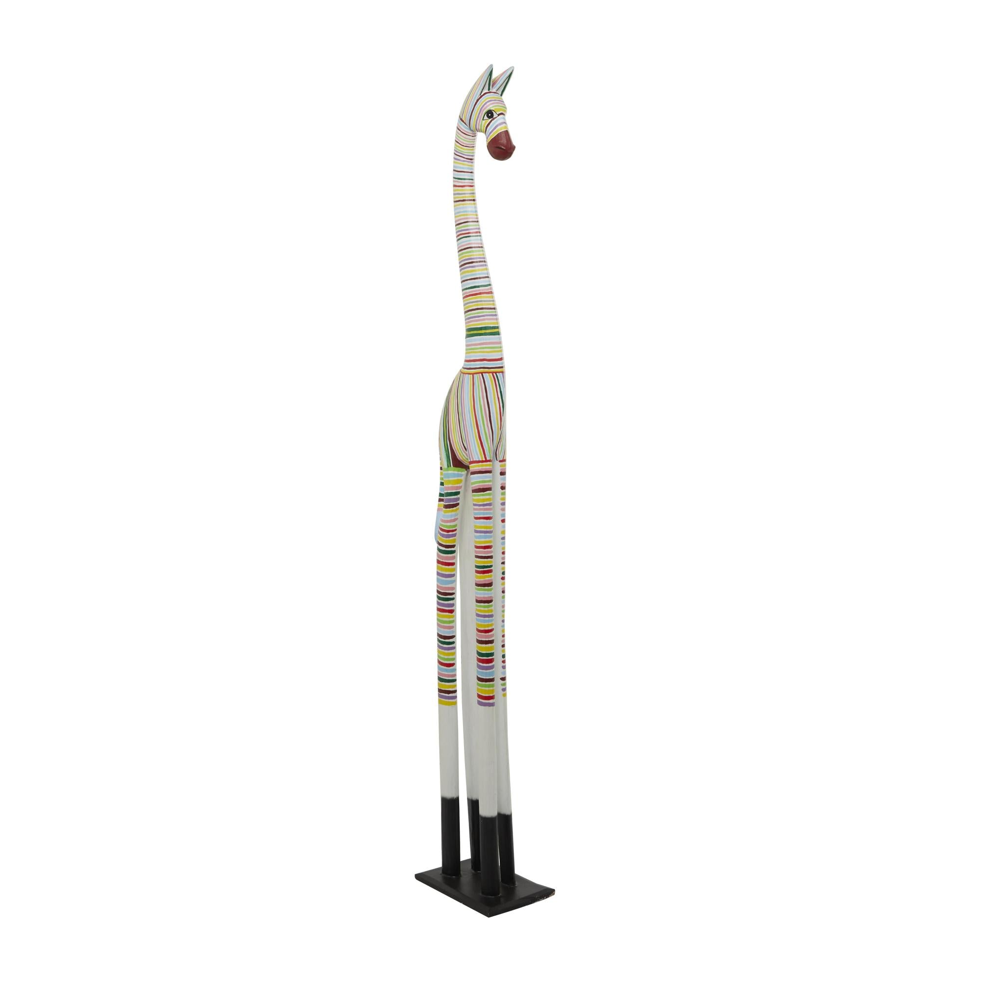 Zebra Multi Colored Wood Handmade Decorative Sculpture