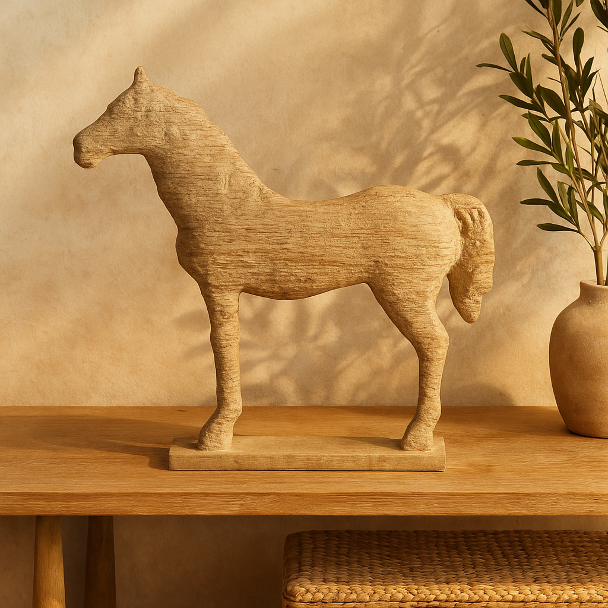 Horse Beige Polystone Decorative Sculpture