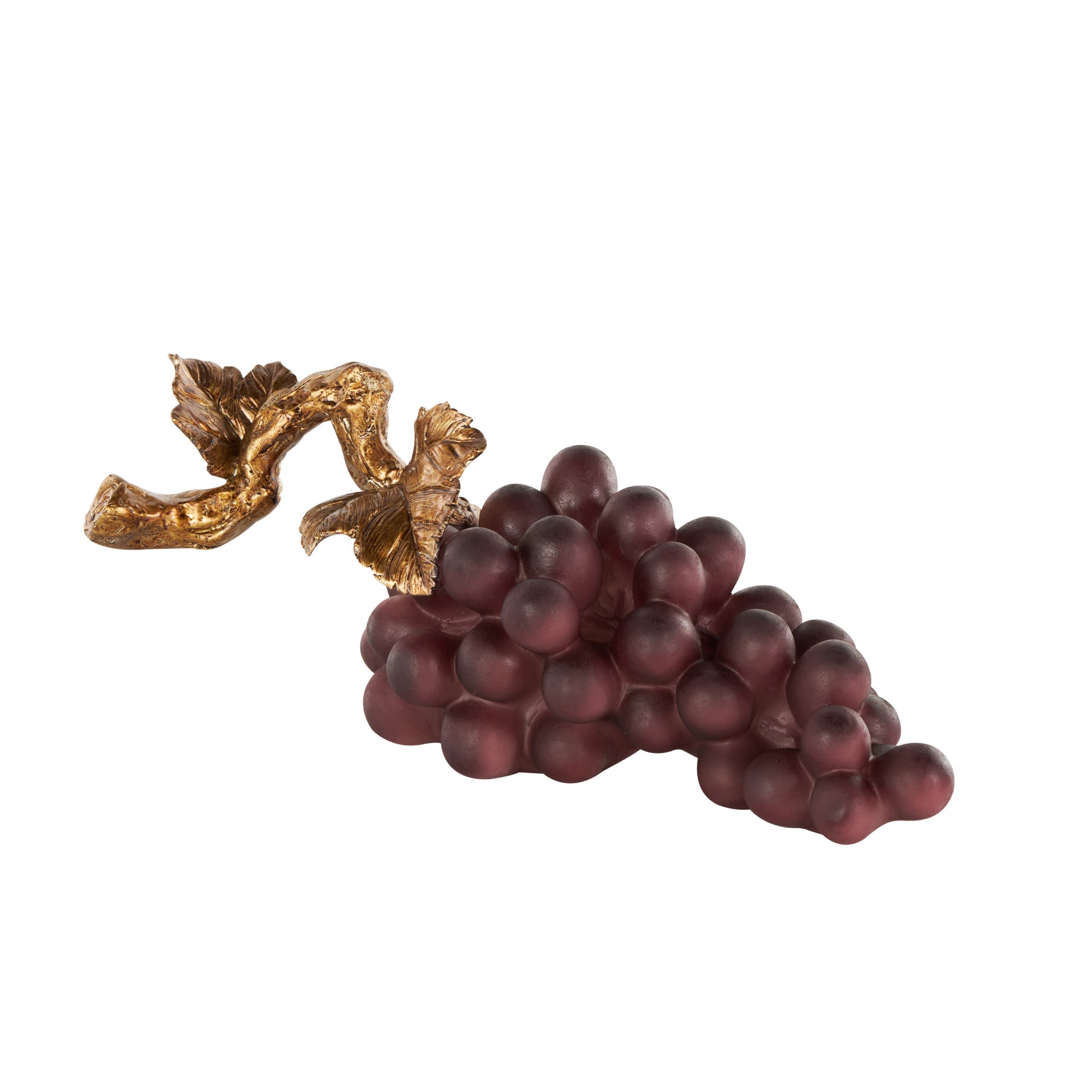 Fruit Purple Polystone Grape Decorative Sculpture with Gold Stem