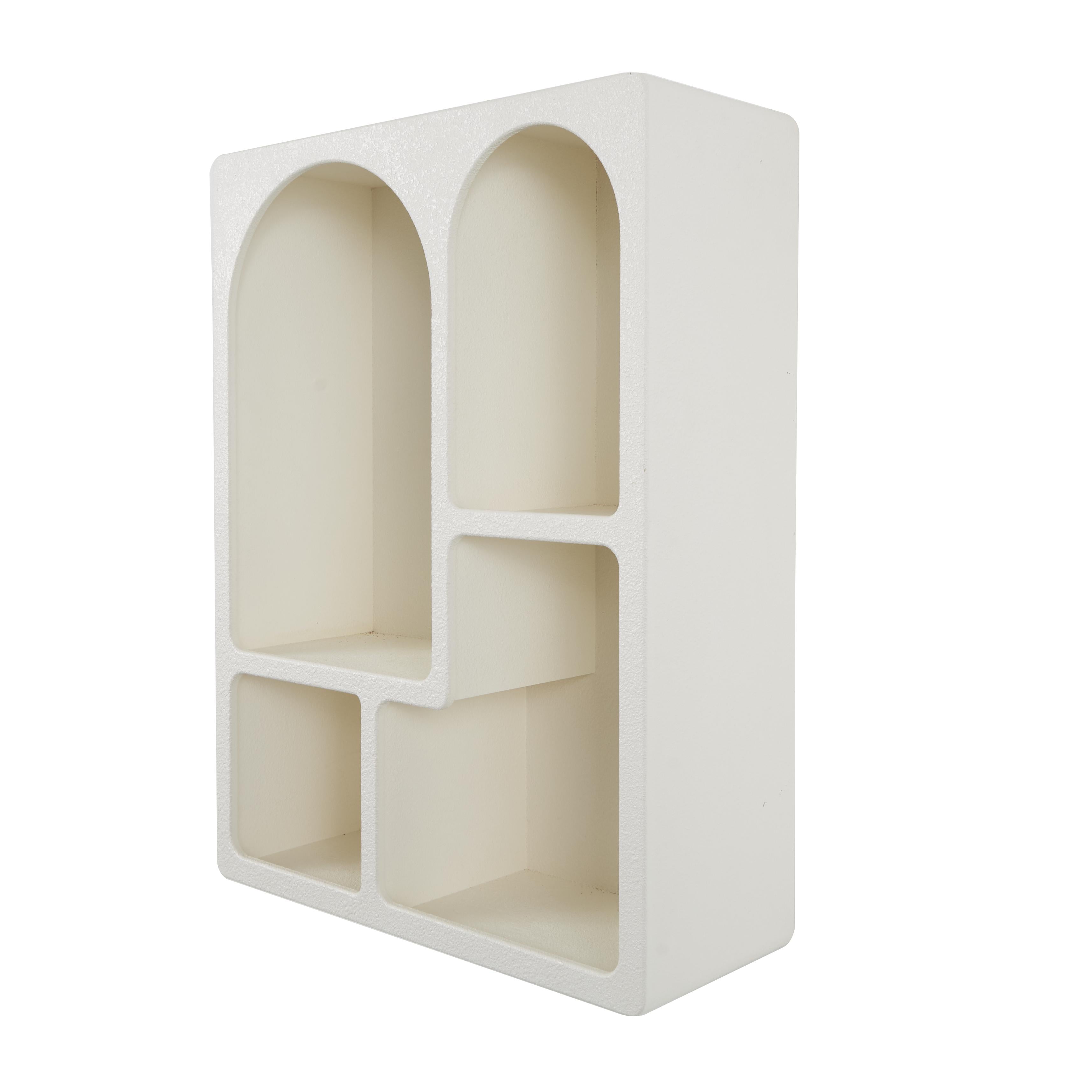 Geometric Wooden Arched 4 Shelf Room Wall Shelf with Block Shapes