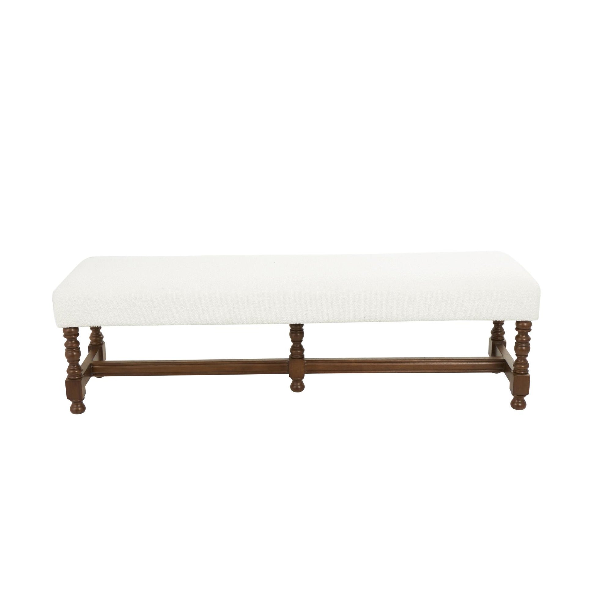 Fabric Home Bench Stool with Traditional Wood Turned Legs