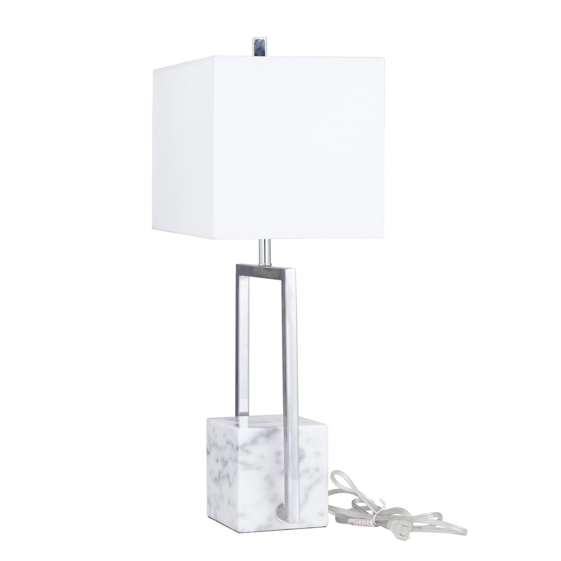 CosmoLiving by Cosmopolitan Geometric Marble Room Table Lamp with Square Shade