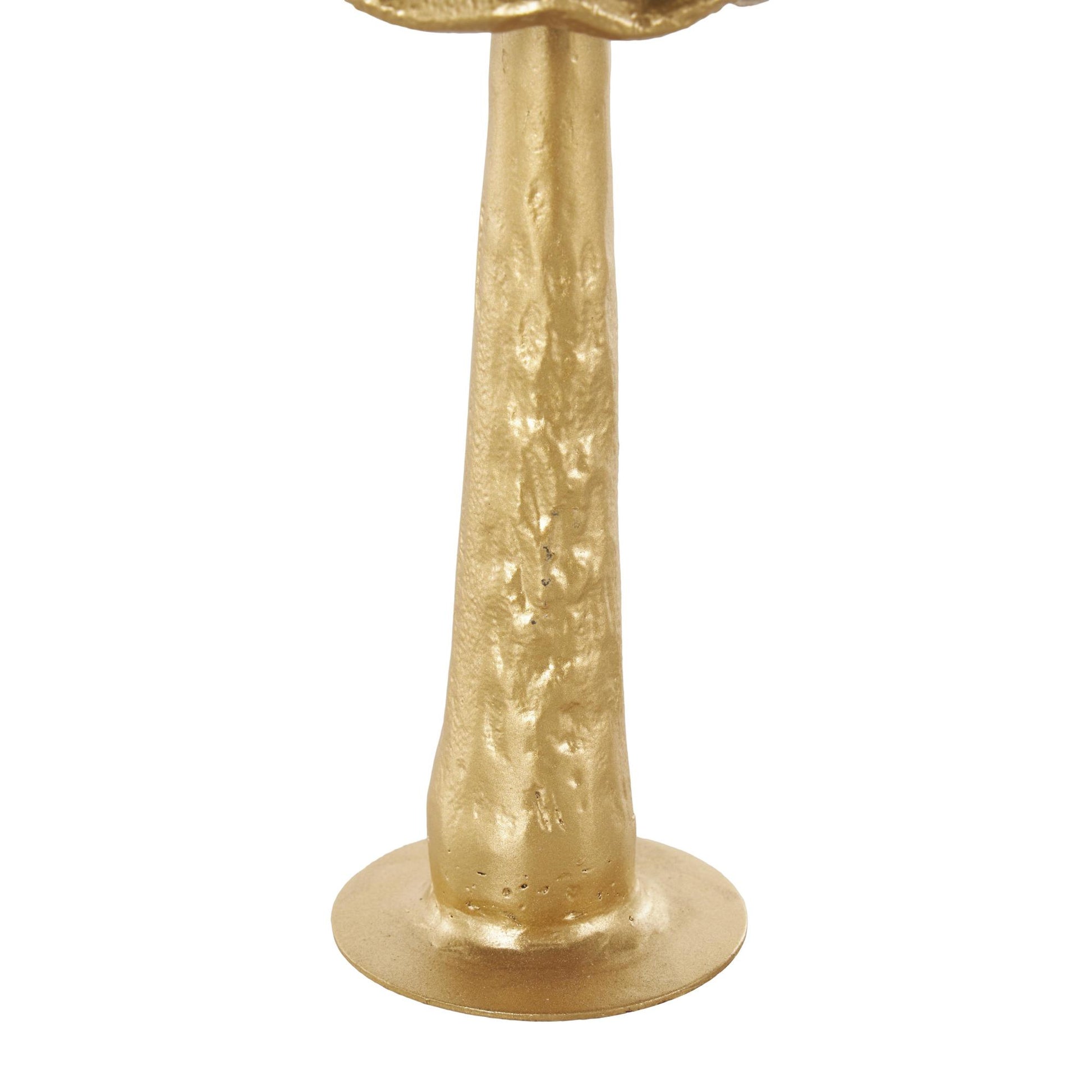 Set of 3 Mushroom Gold Metal Metallic Decorative Sculpture with Round Base