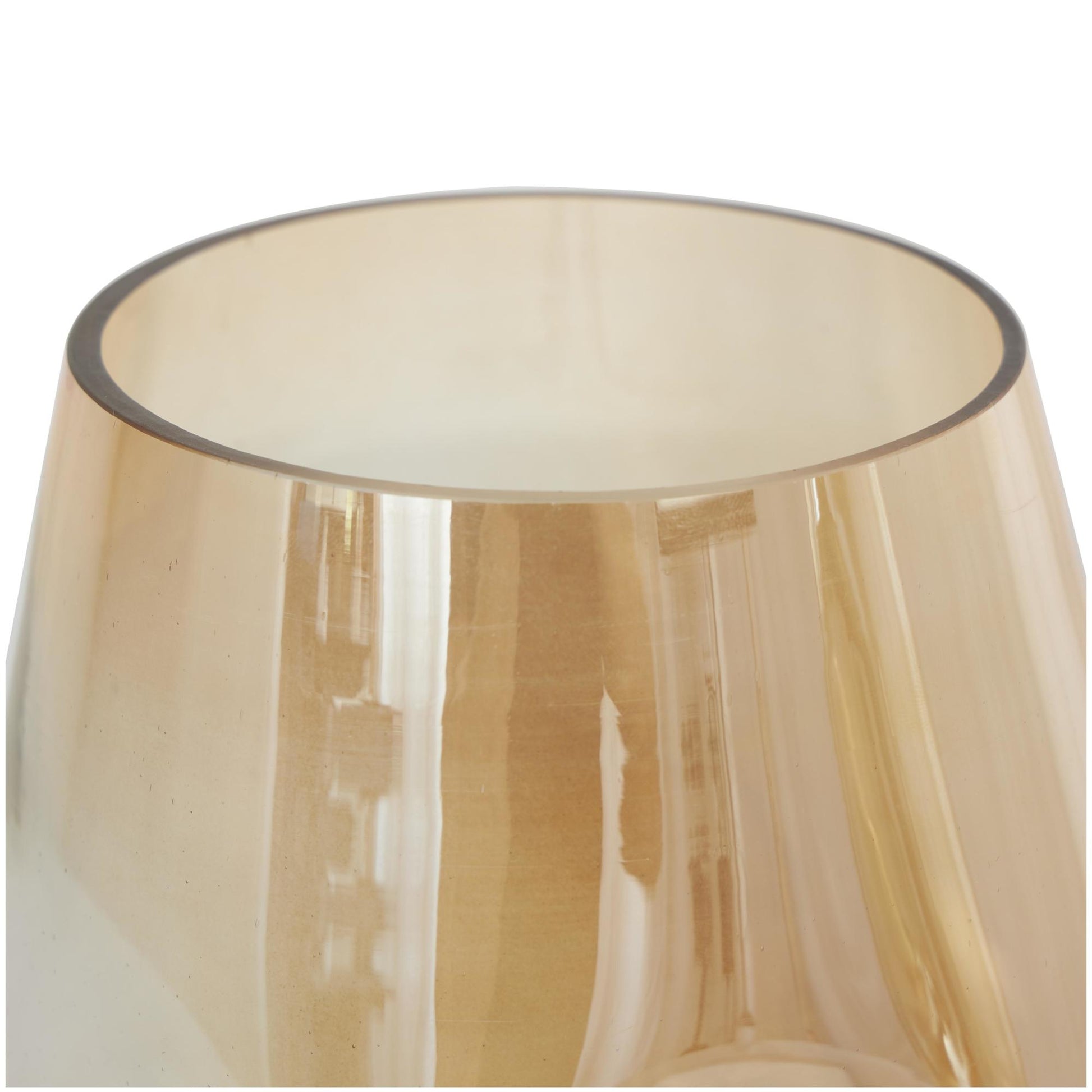 Set of 2 Abstract Gold Glass Concaved Iridescent Decorative Vase