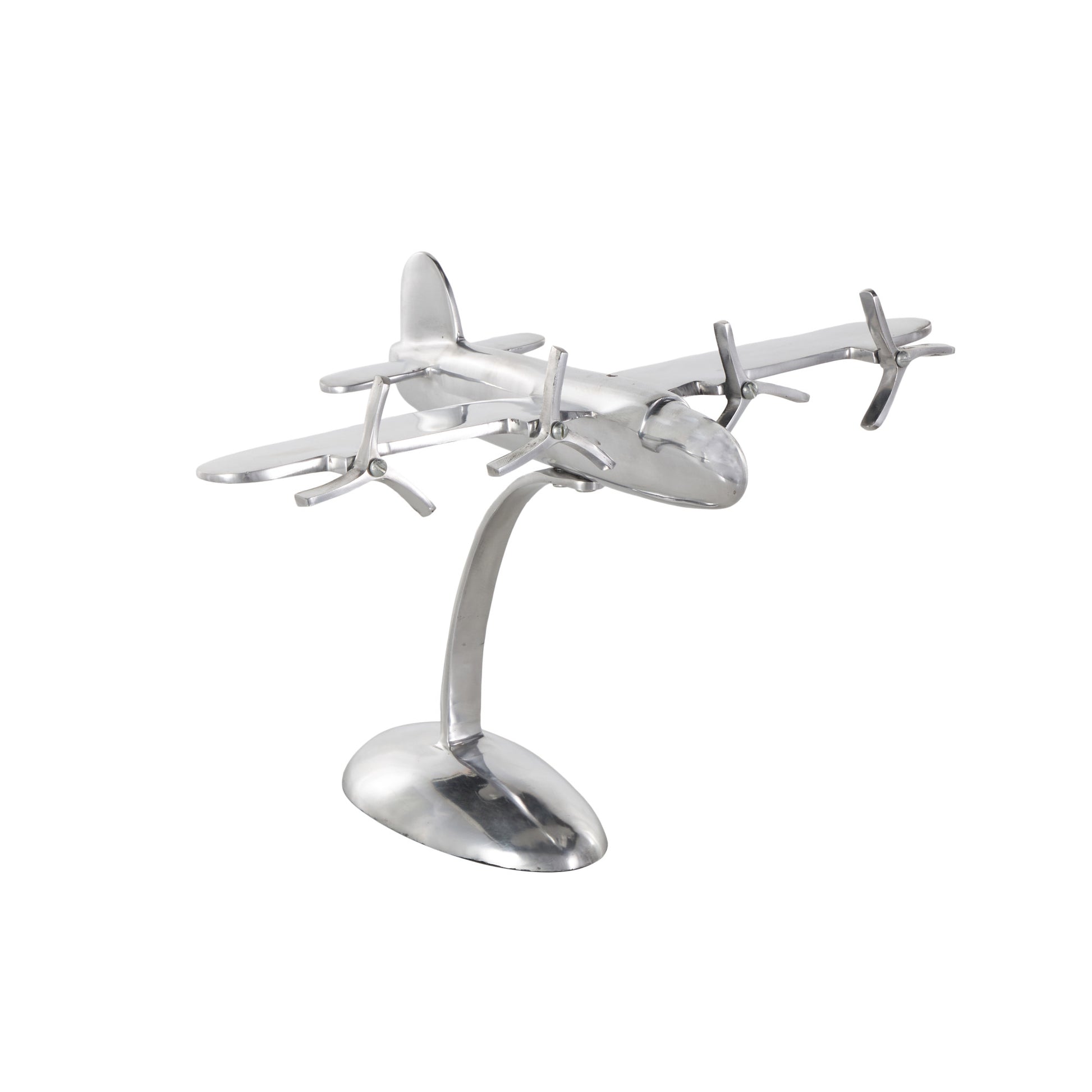 Airplane Silver Aluminum Metal Decorative Sculpture