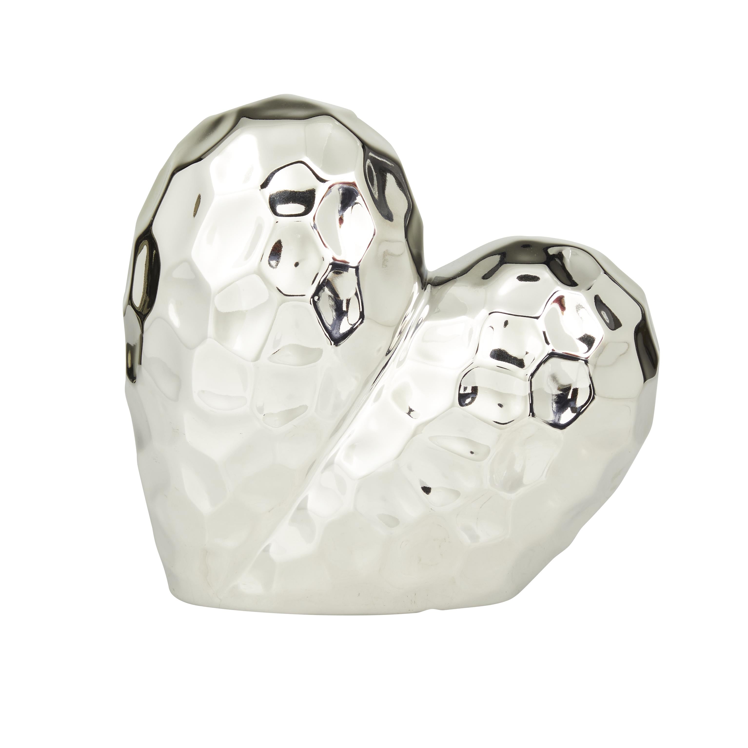 Heart Porcelain Ceramic Dimensional Angled Origami Inspired Decorative Sculpture