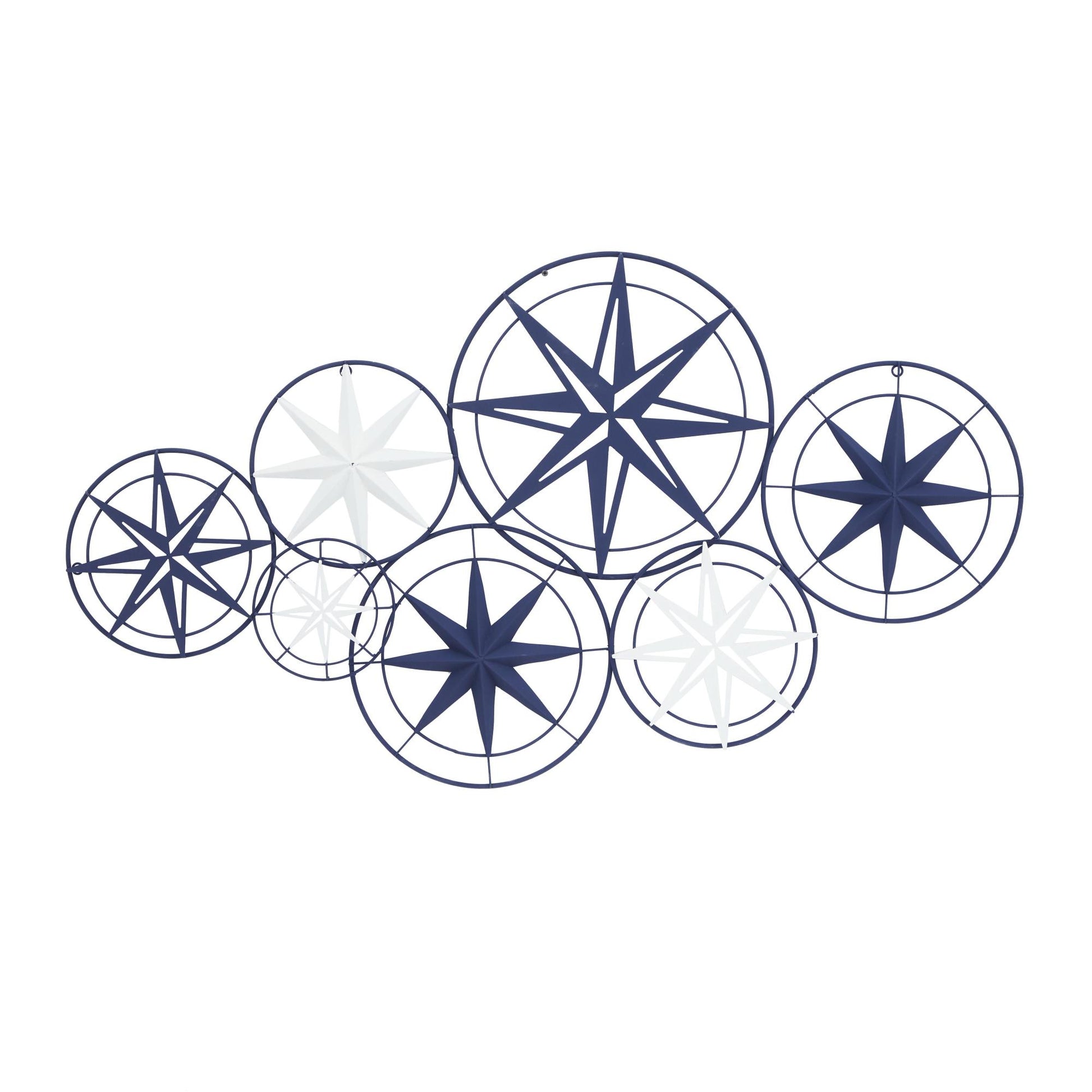Star Blue Metal Indoor Outdoor Cutout Compass Home Wall Decor with Overlapping Frames
