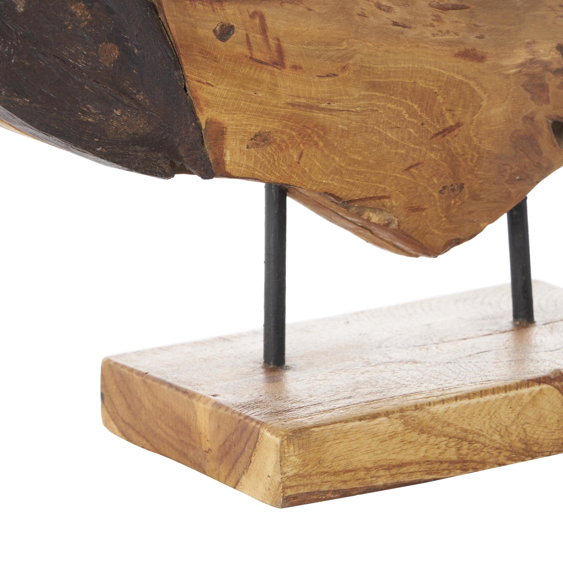 Anchor Brown Teak Wood Handmade Decorative Sculpture with Mosaic Live Edge Pieces