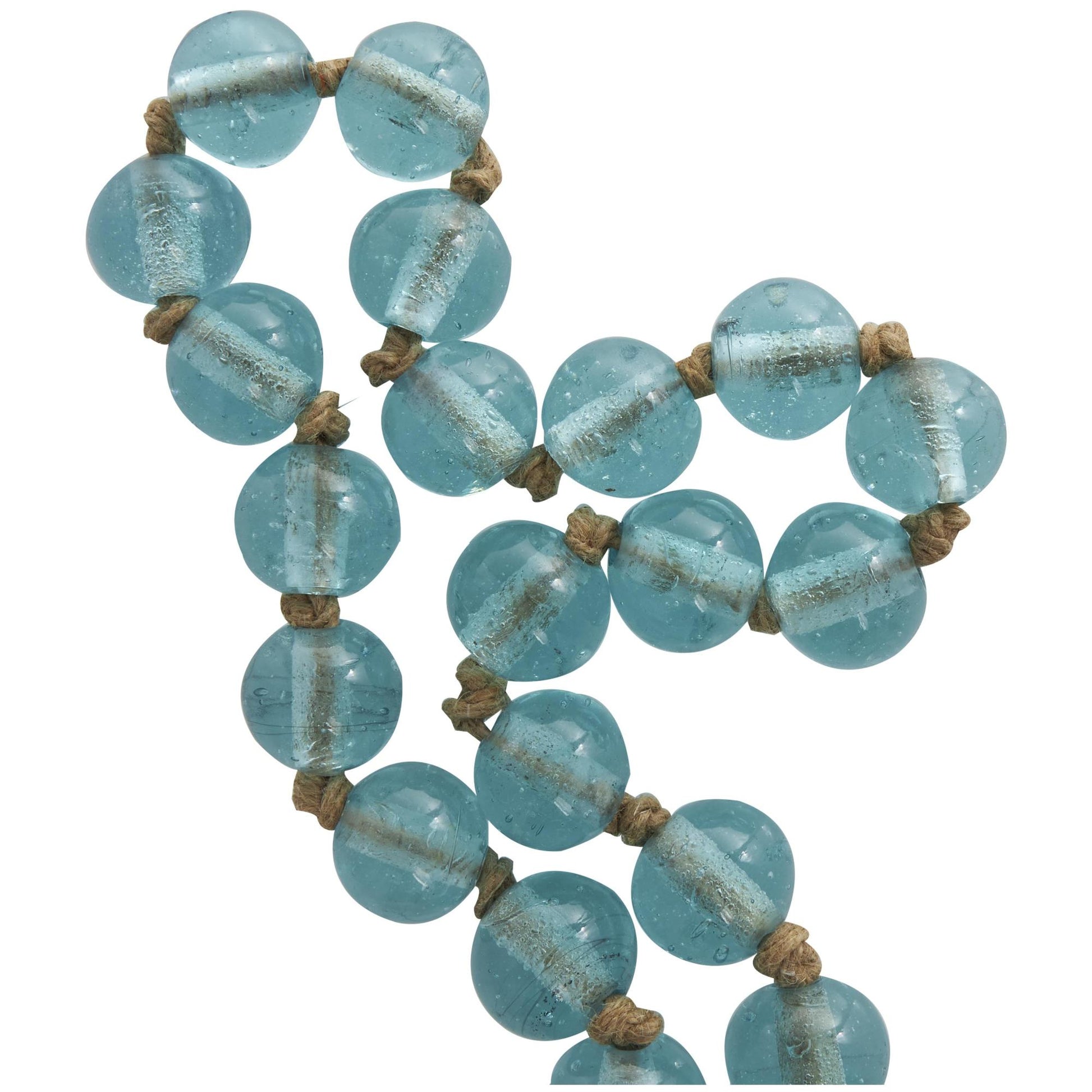 Glass Handmade Round Beaded Garland with Tassel with Knotted Brown Jute