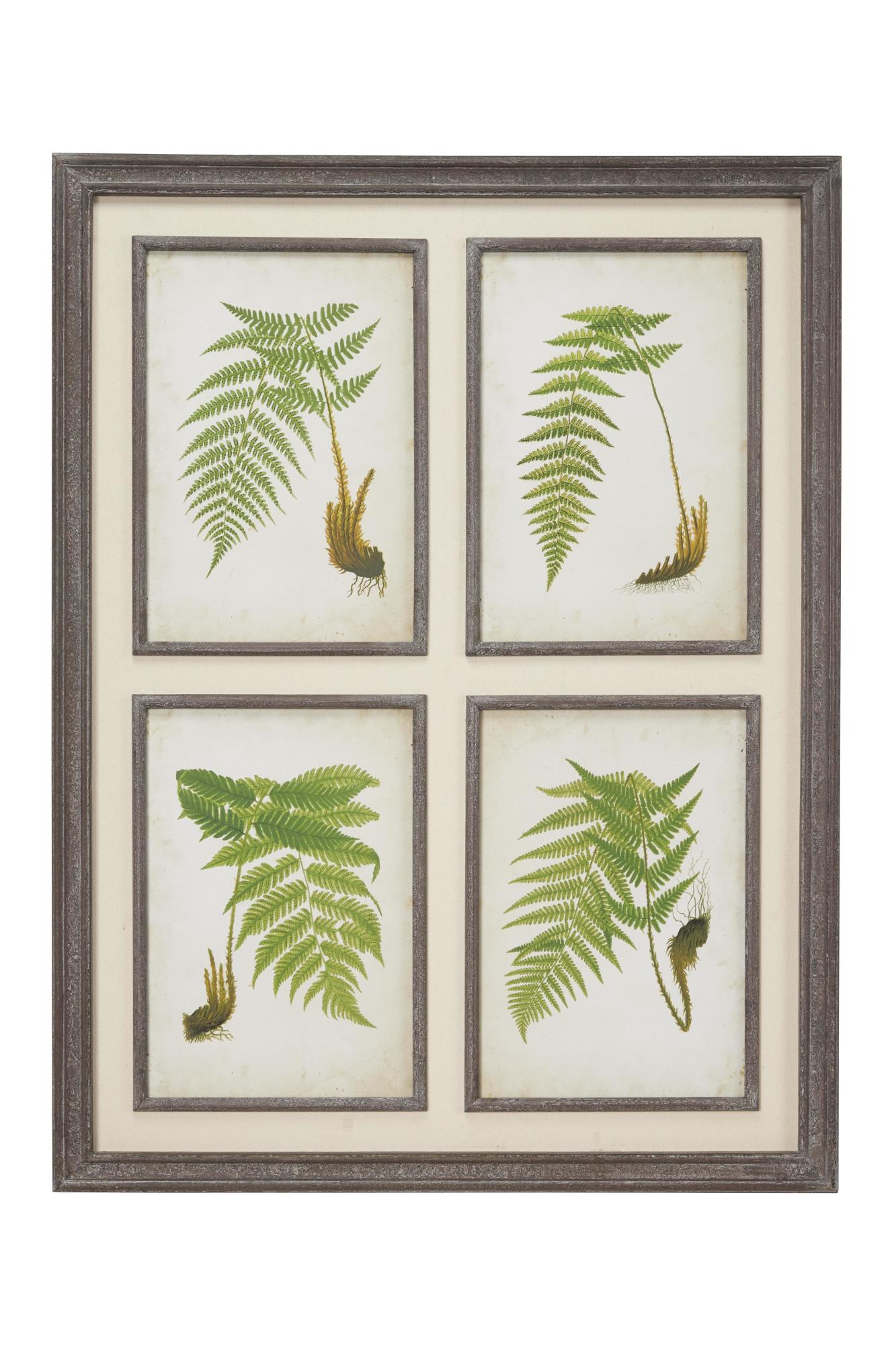 Leaf Brown Wood Living Room Framed Wall Art with Cream Backing