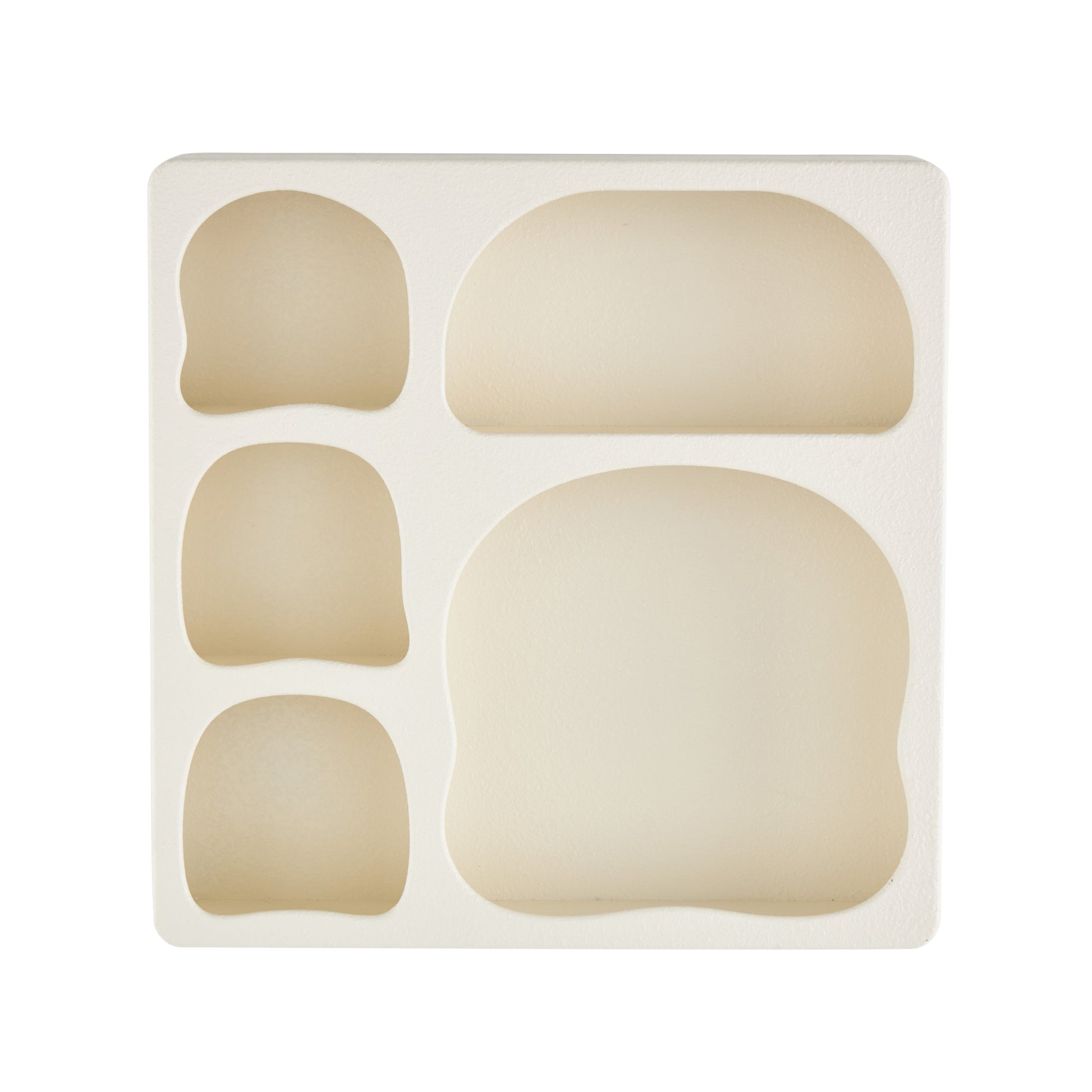 Geometric Wooden 5 Cubby Room Wall Shelf with Abstract Block Shapes