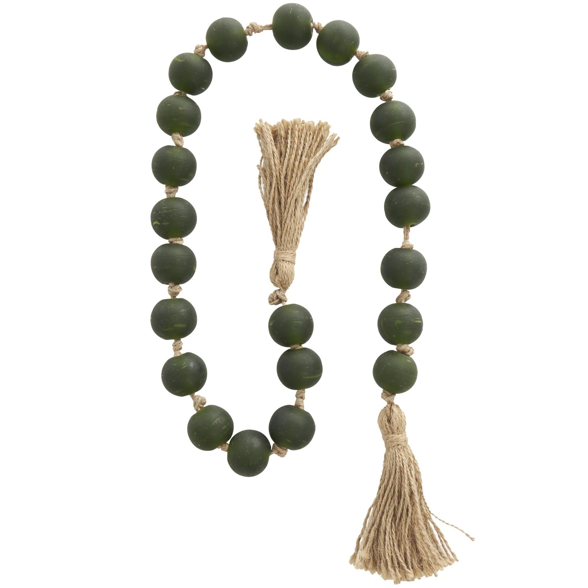 Glass Handmade Round Beaded Garland with Tassel with Knotted Brown Jute