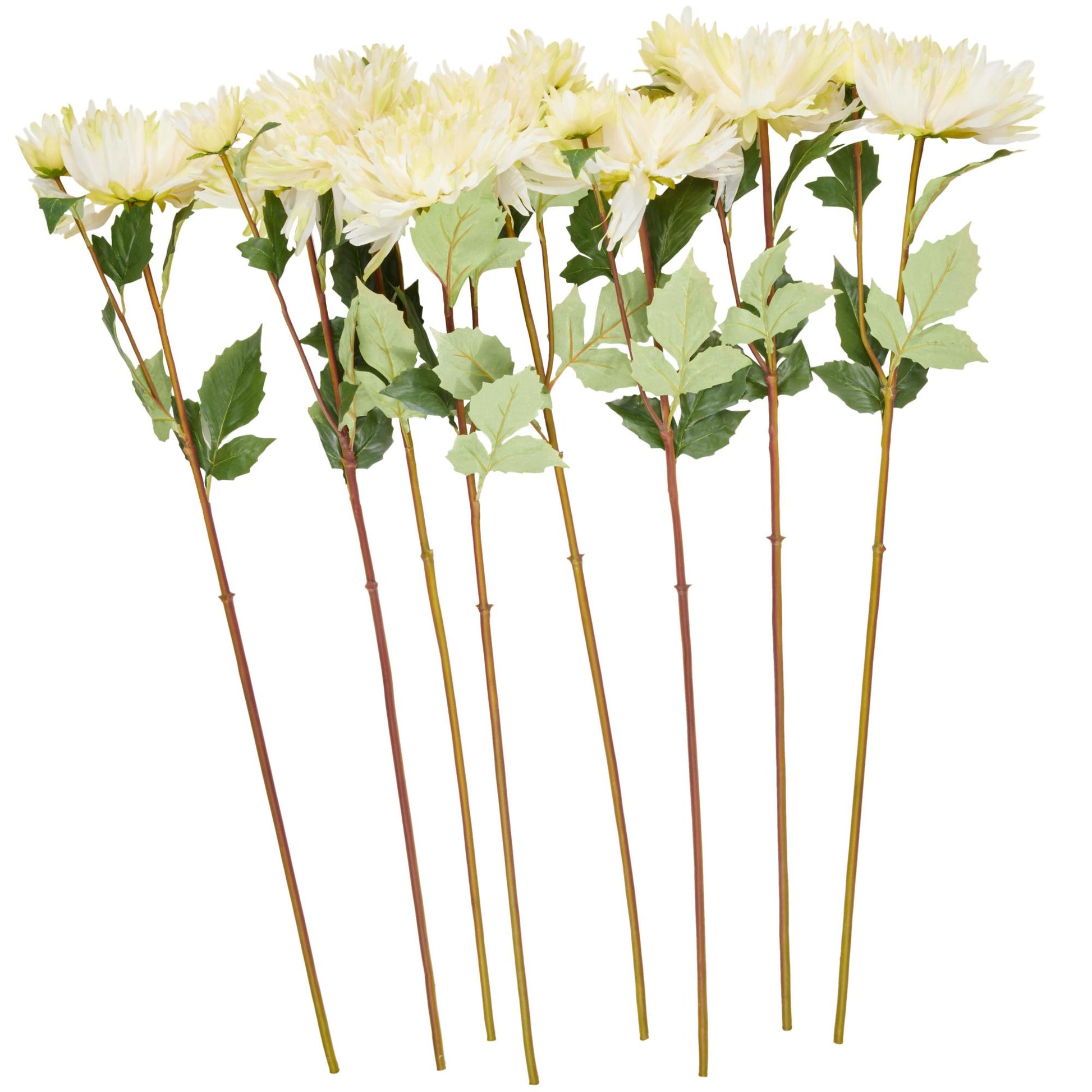 Set of 8 Dahlia White Faux Foliage Tall Indoor Outdoor Artificial Flower Stem