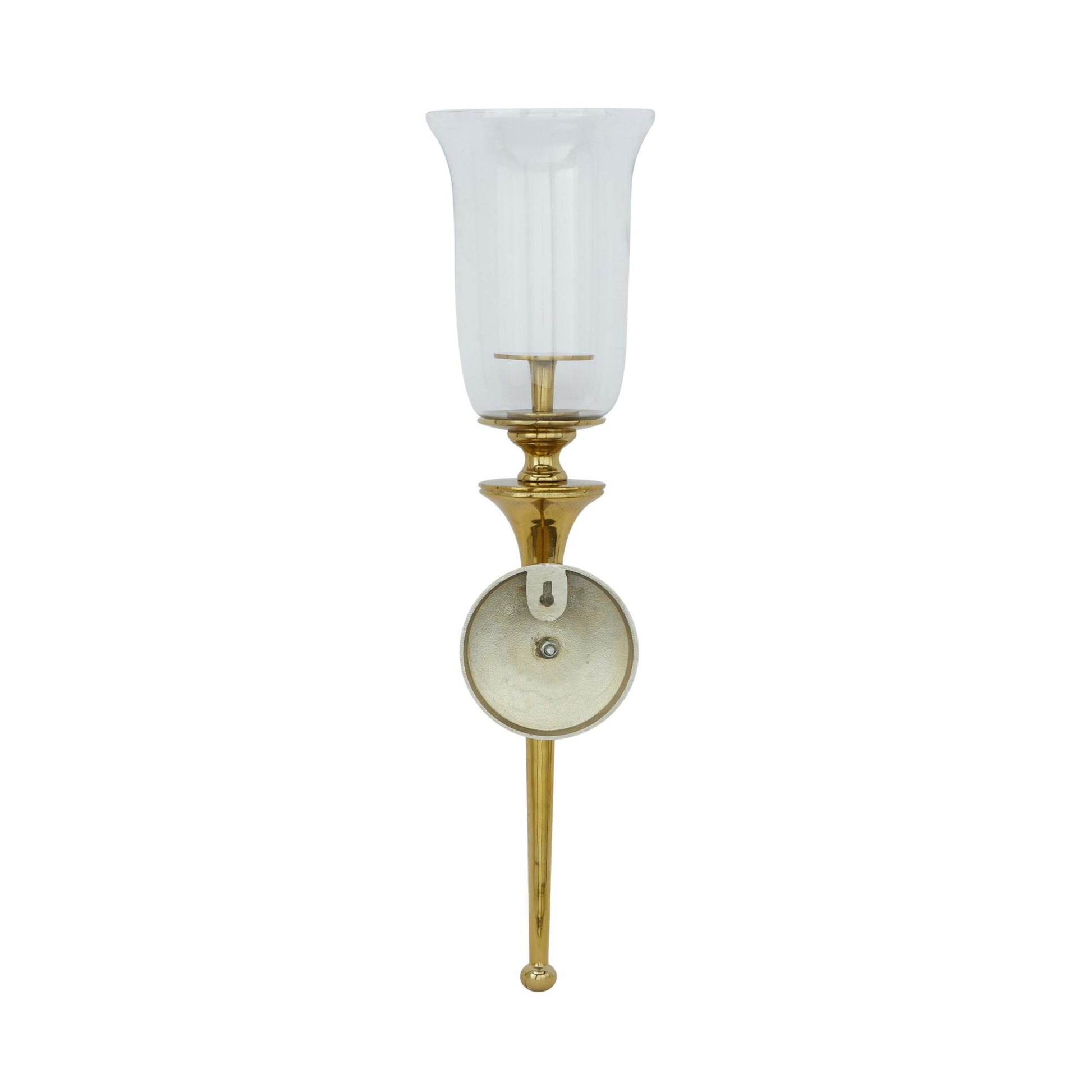 Gold Aluminum Metal Single Candle Indoor Outdoor Wall Sconce with Glass Holder