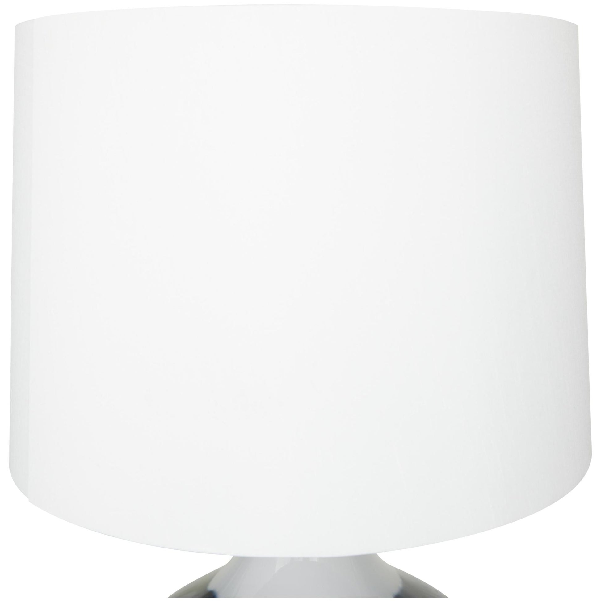 Blue Glass Gourd Style Base Room Table Lamp with Drum Shade