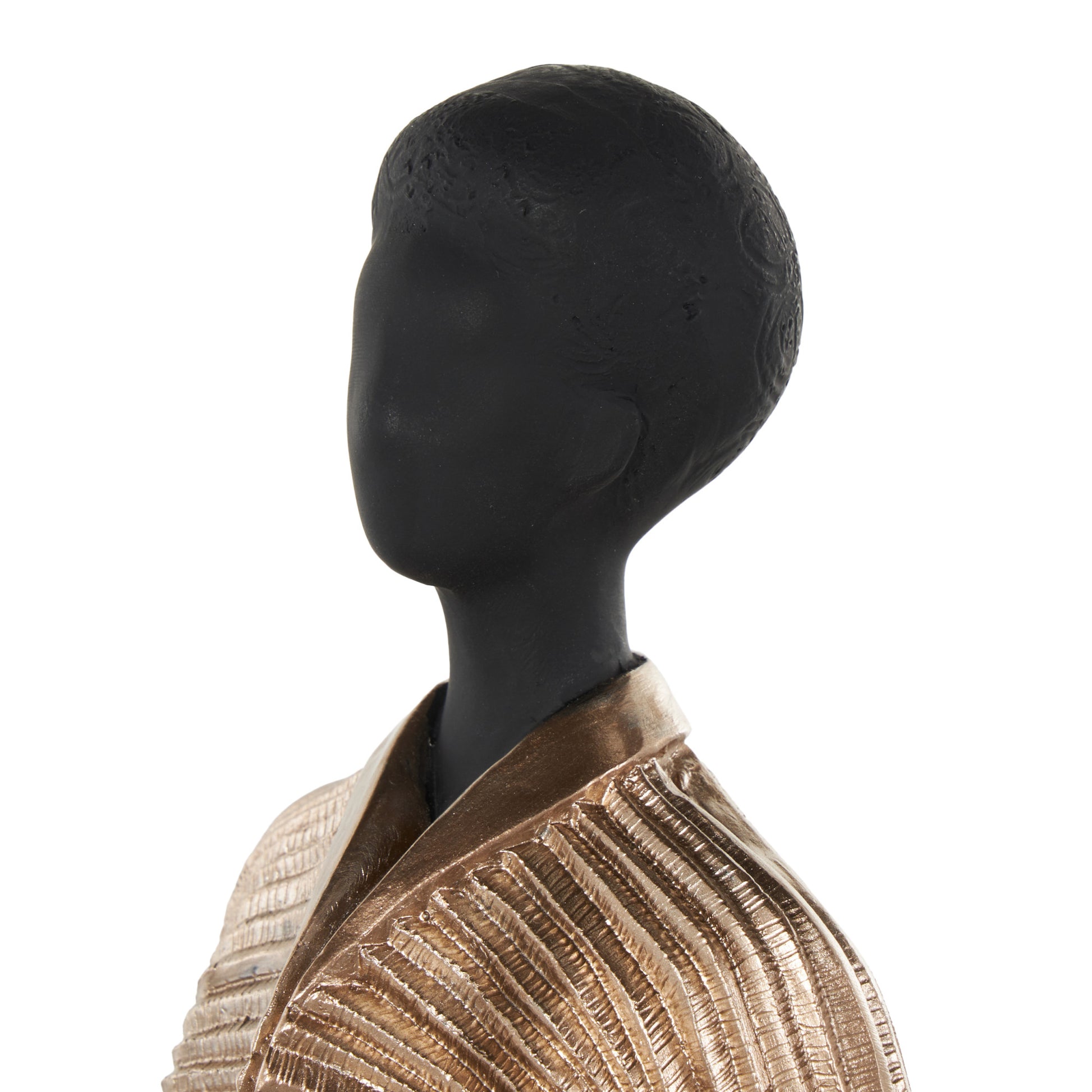 Woman Black Polyresin Decorative Sculpture with Ivory Attire