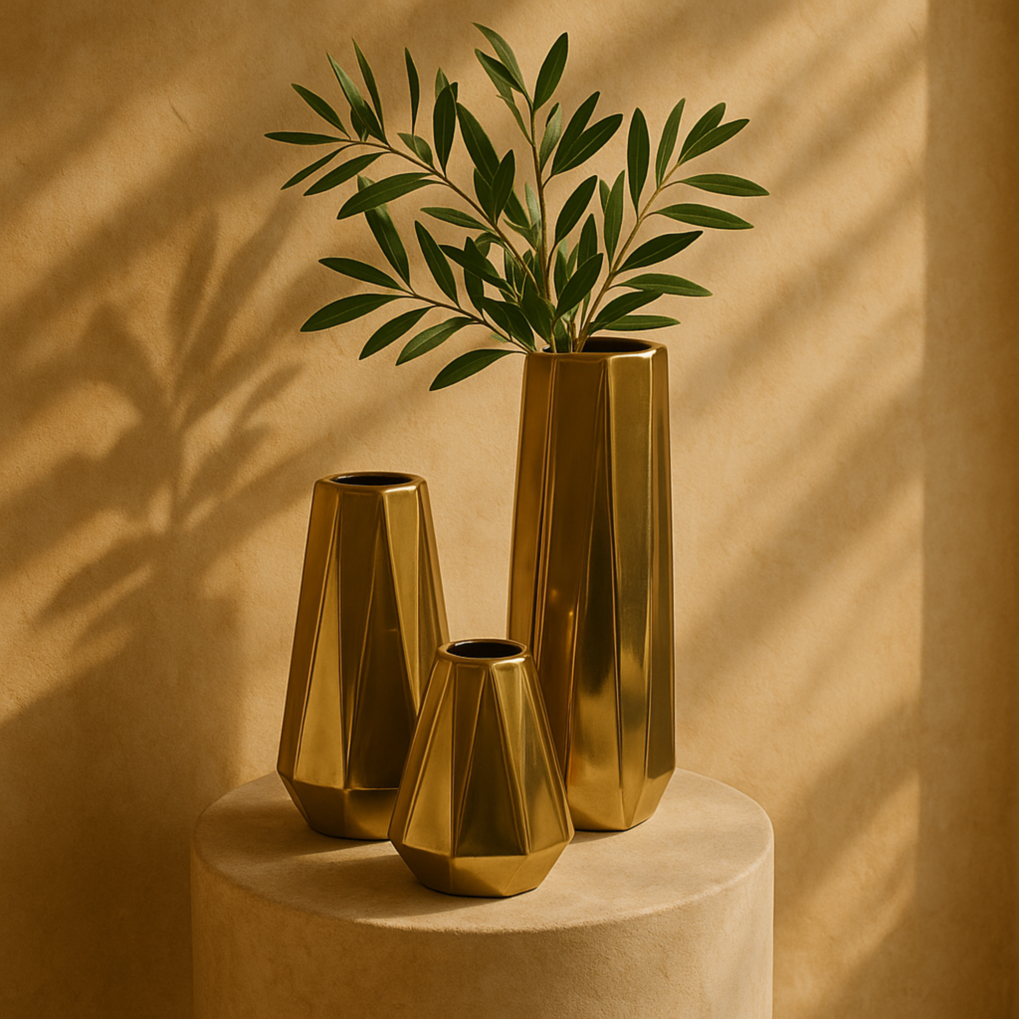 Set of 3 Ceramic Geometric Decorative Vase