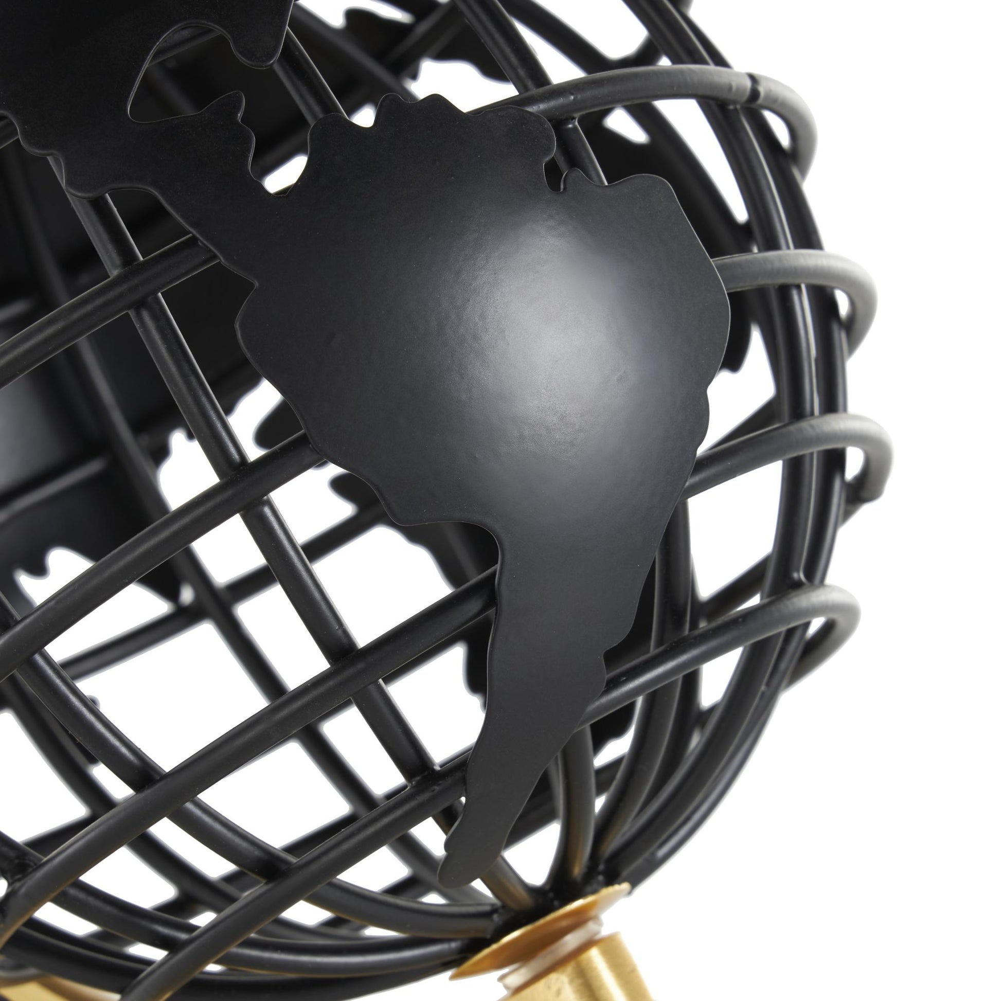 Black Aluminum Metal Open Framed Educational/Geographic Earth Globe with Wire Exterior and Gold Base