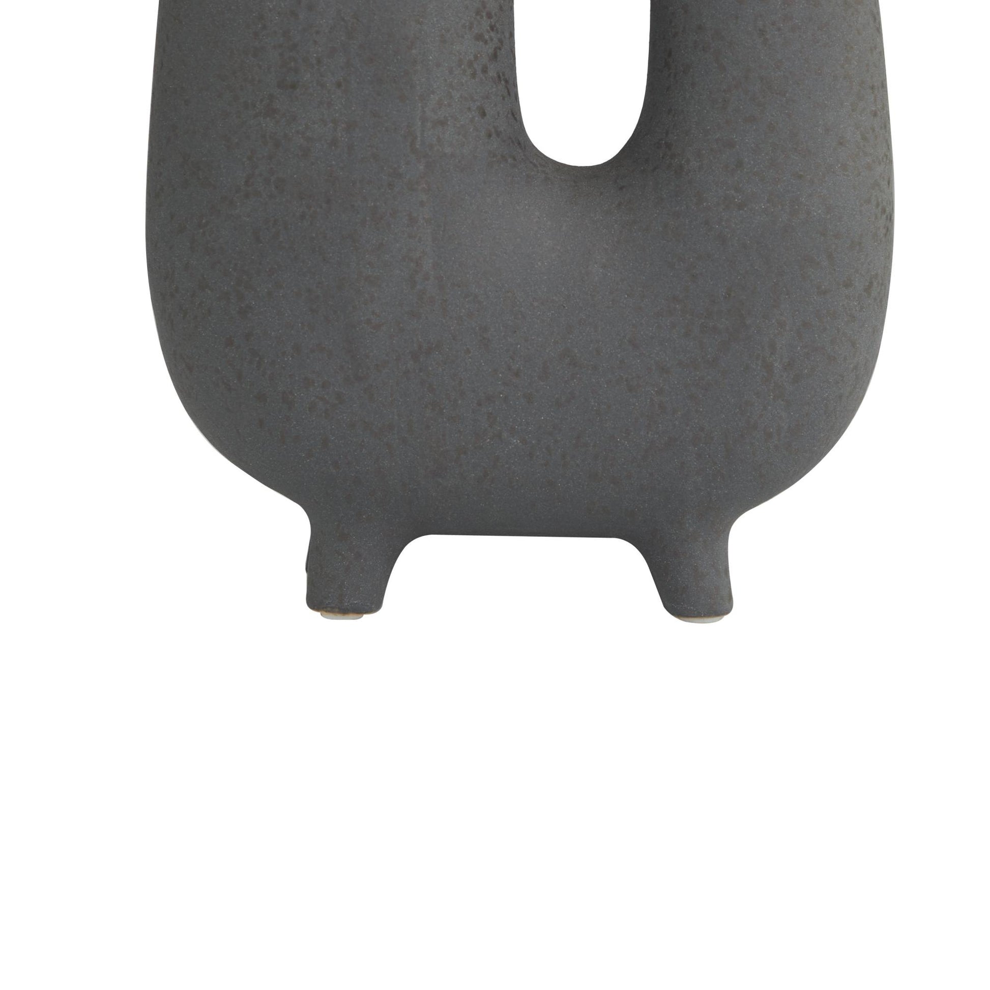 CosmoLiving by Cosmopolitan Abstract Dark Gray Ceramic U-Shaped Decorative Vase with Small Feet