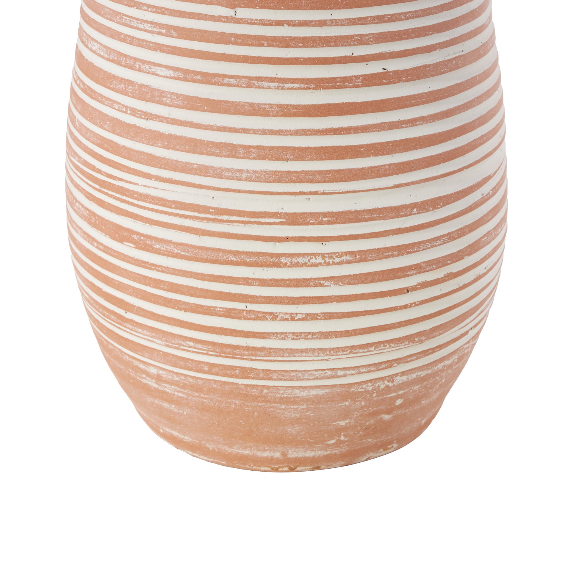 Pink Ceramic Whitewashed Ribbed Decorative Vase