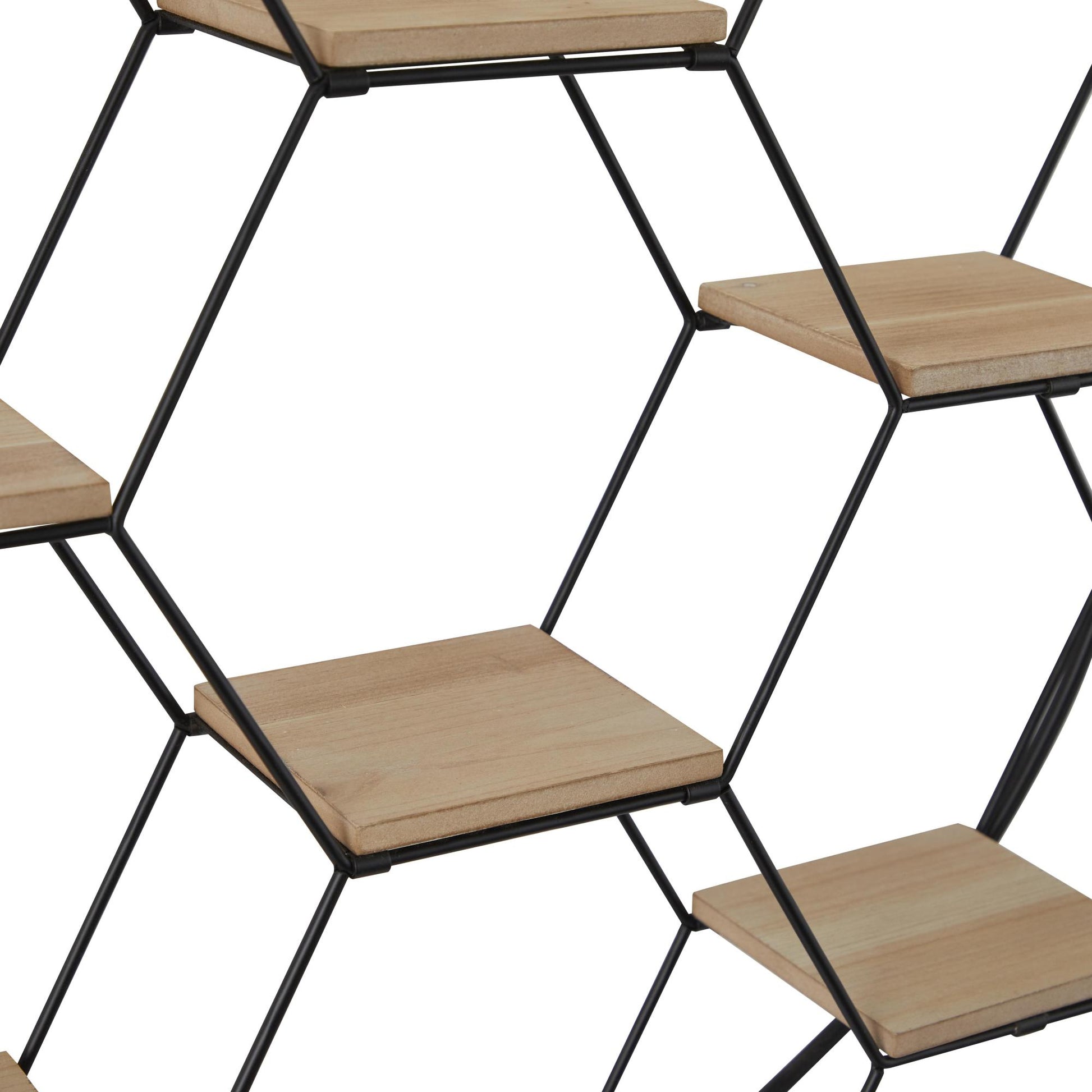 Geometric Black Metal Round 7 Shelves Room Wall Shelf