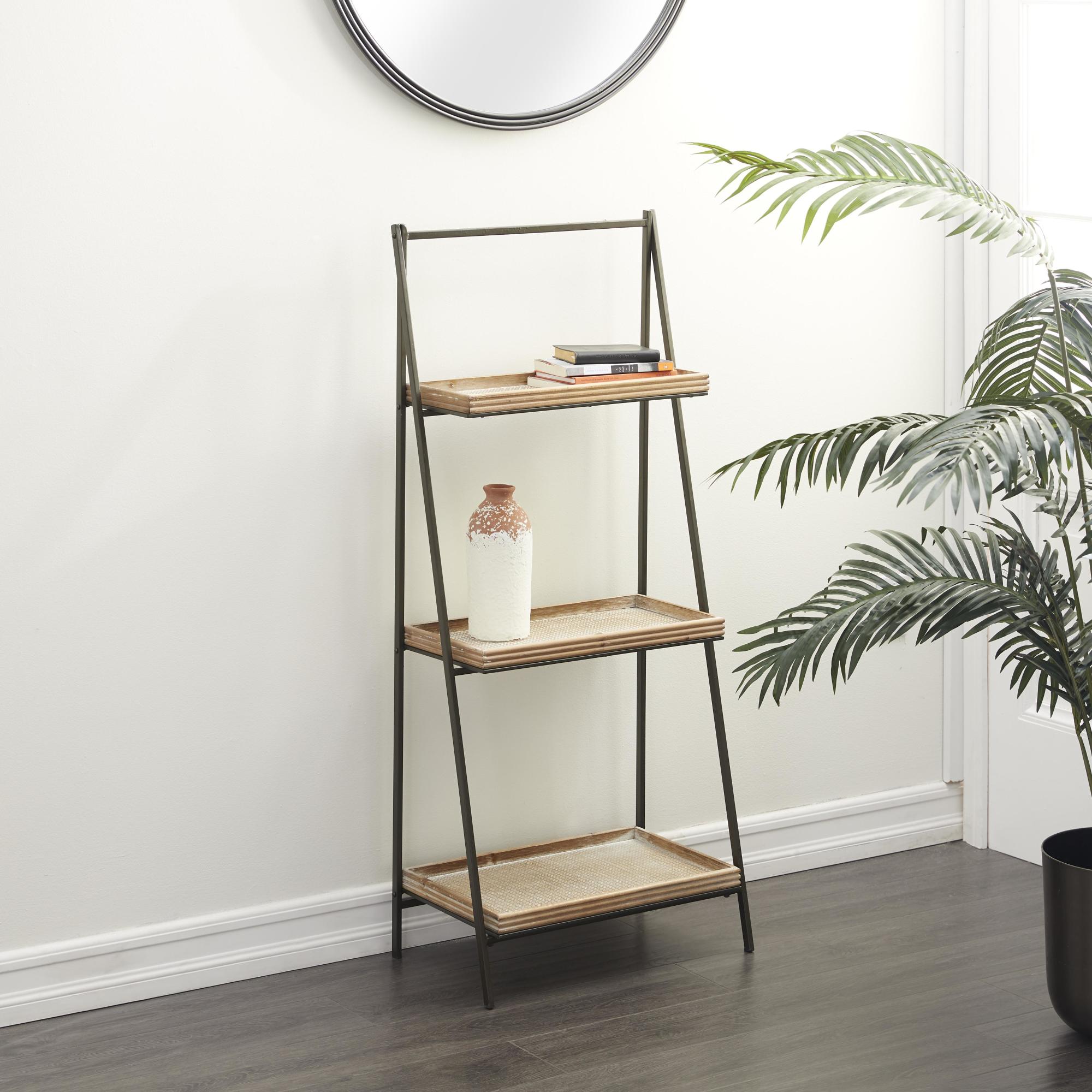 Brown Wood 3 Shelf Storage Shelving Unit