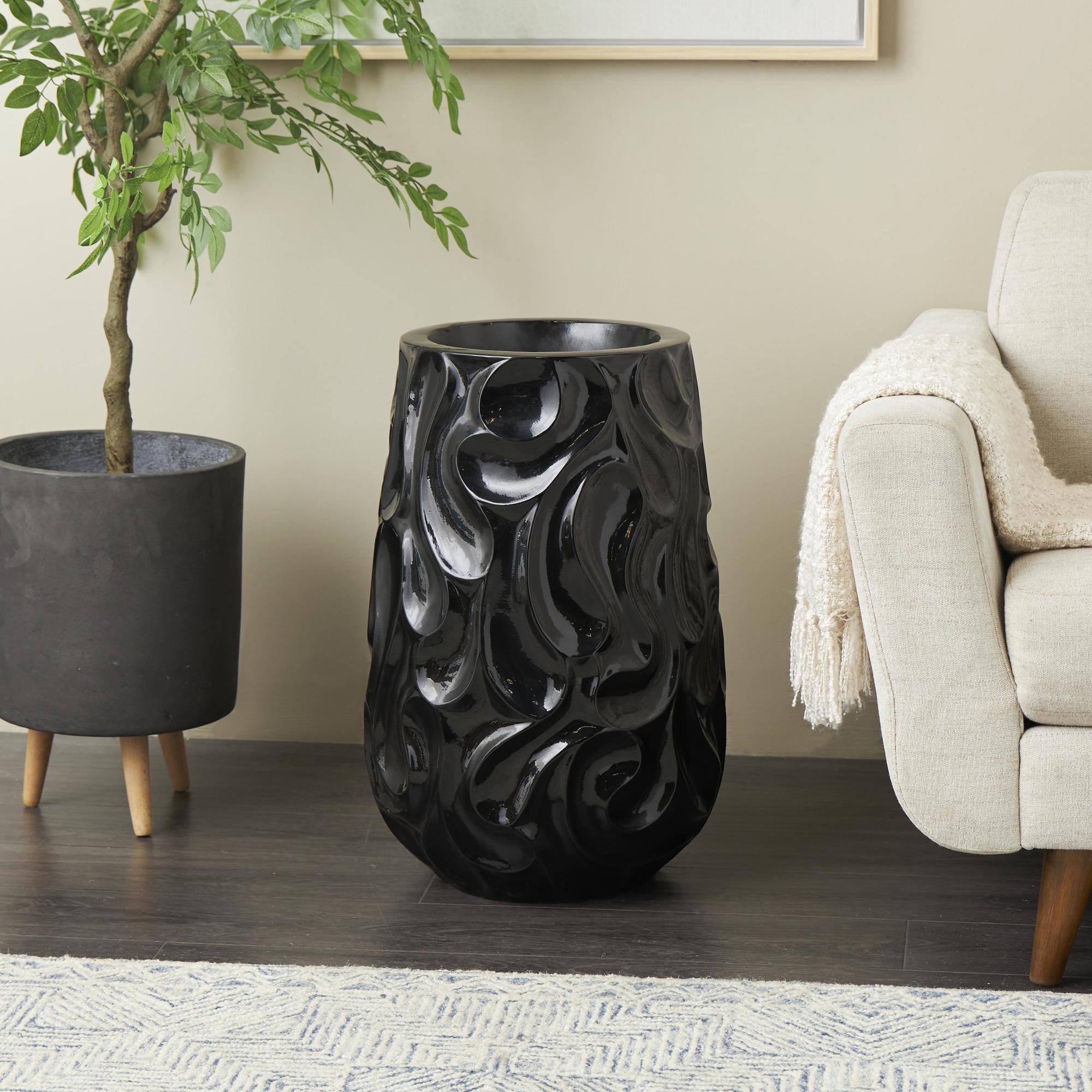 Abstract Resin Large Wavy Textured Floor Decorative Vase
