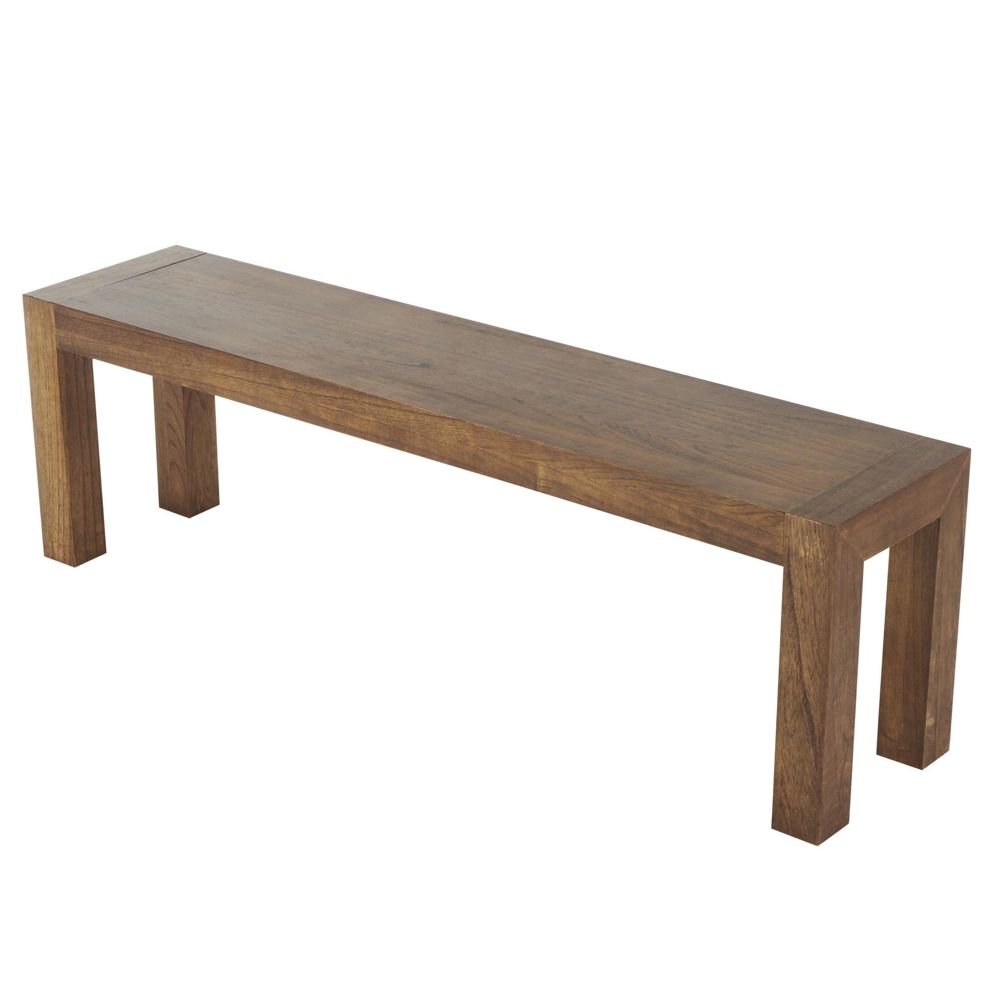 Set of 2 Brown Wood Rectangular Living Room Console Table with Bench