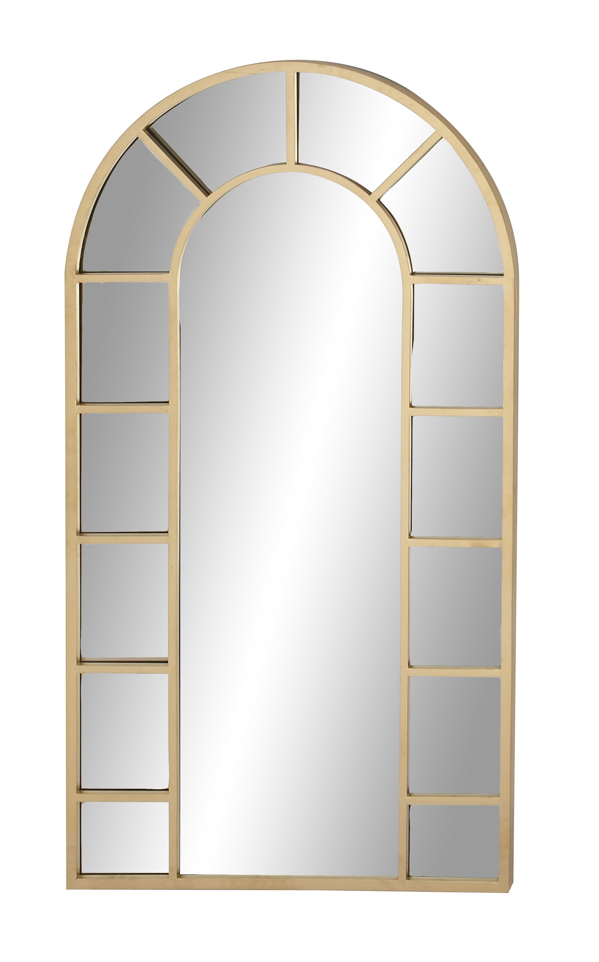 Metal Arched Window Pane Room Wall Mirror with Arched Top