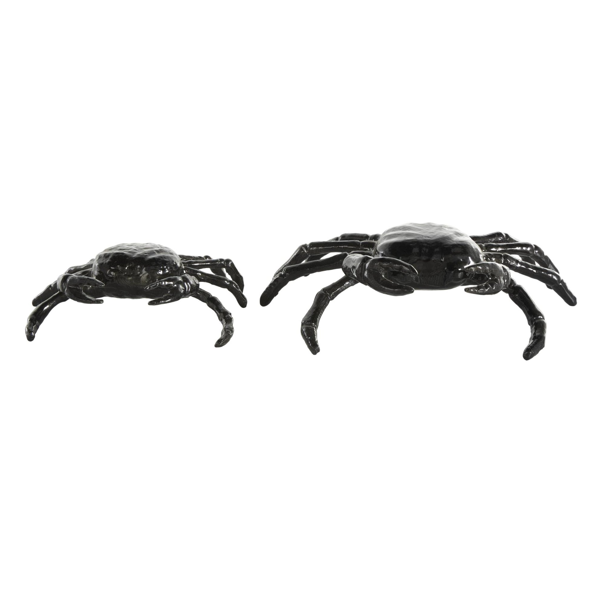 Set of 2 Crab Black Aluminum Metal Decorative Sculpture
