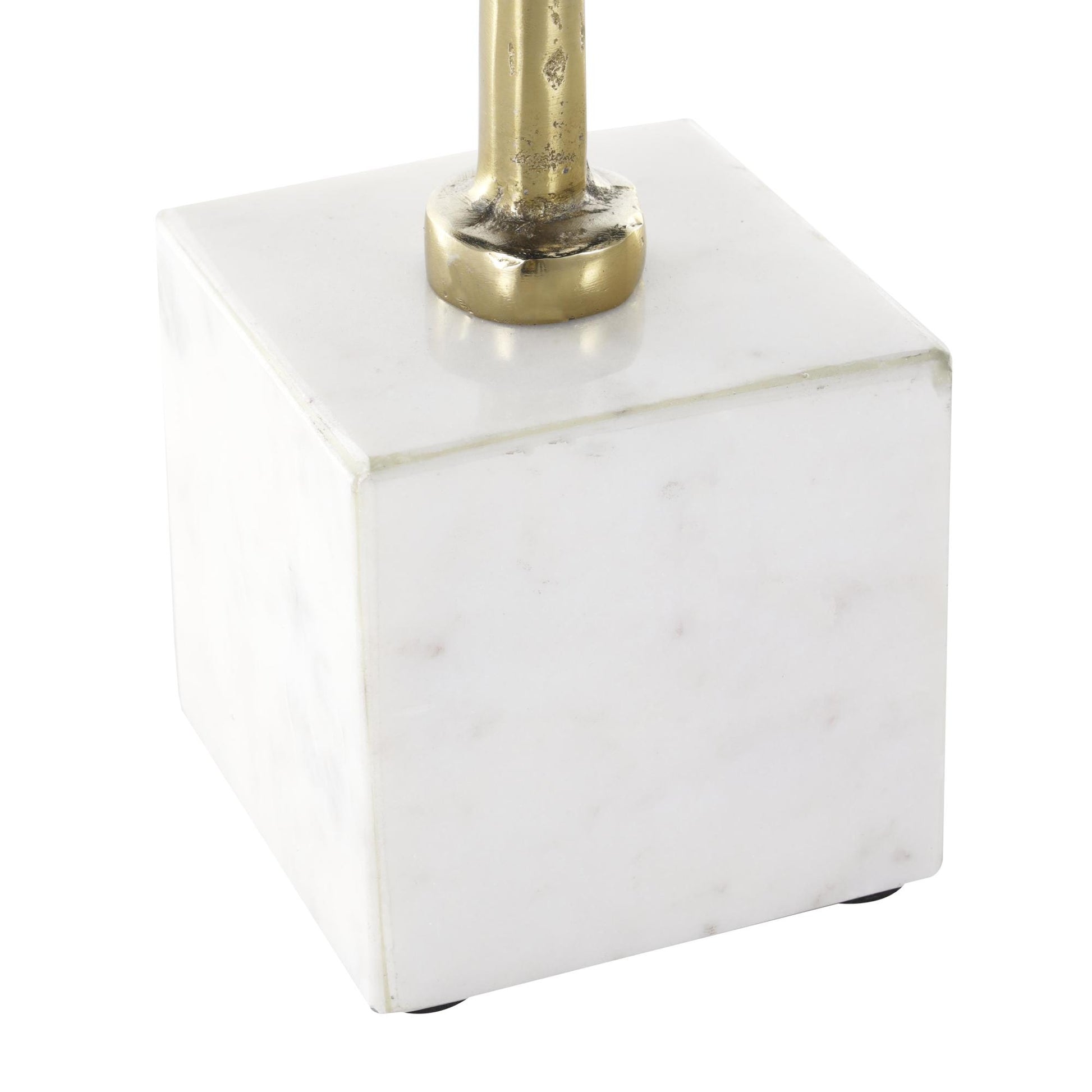 Leaf Gold Aluminum Metal Tall Textured Decorative Sculpture with White Marble Base