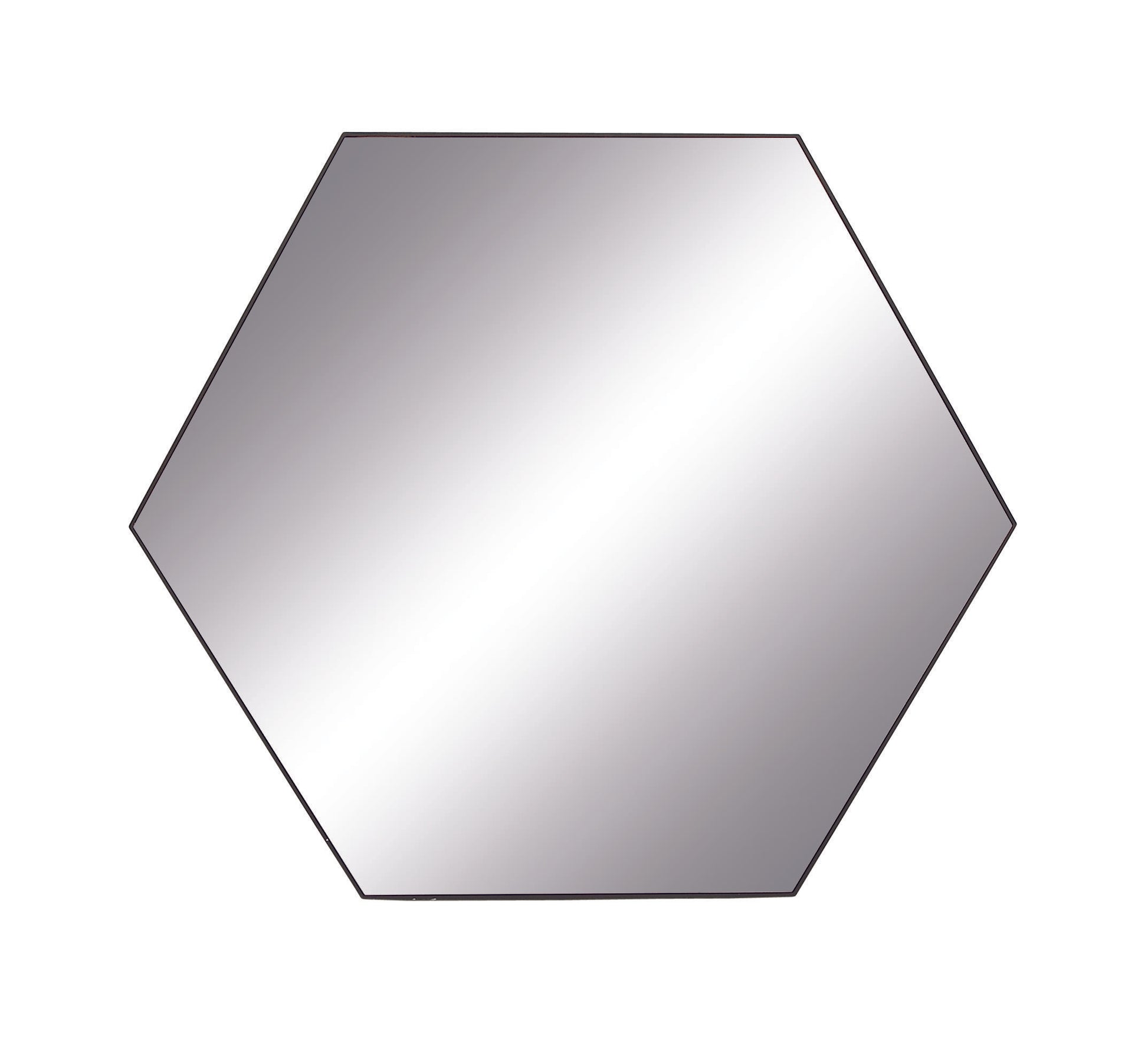 Wooden Hexagon Room Wall Mirror with Thin Frame