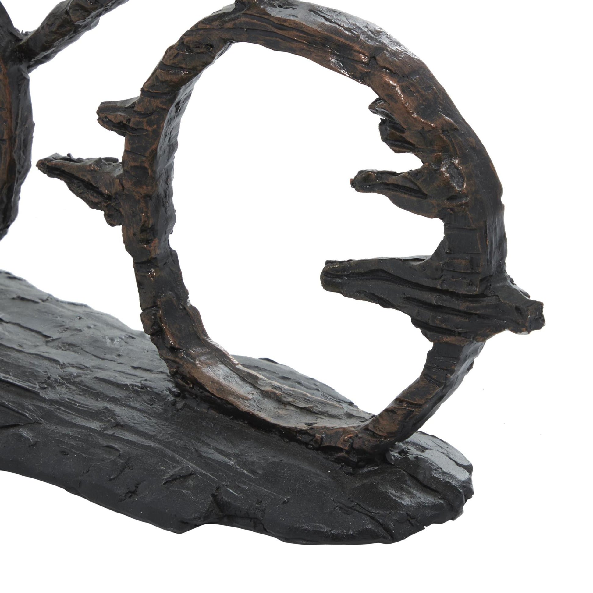People Bronze Polystone Bicycling Decorative Sculpture with Copper Texturing