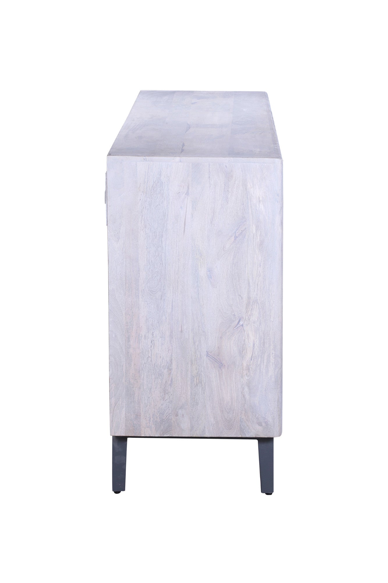 Abstract White Mango Wood Handmade Sandwashed 2 Door Room Cabinet with Sapphire Blue Drip Doors and Oxford Gray Base
