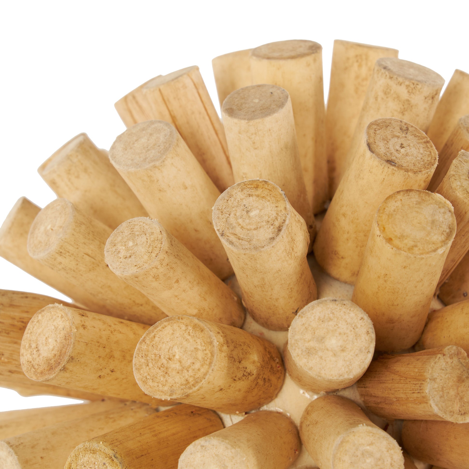 Set of 2 Brown Wood Handmade Tree Trunk Inspired Decorative Orbs & Vase Filler