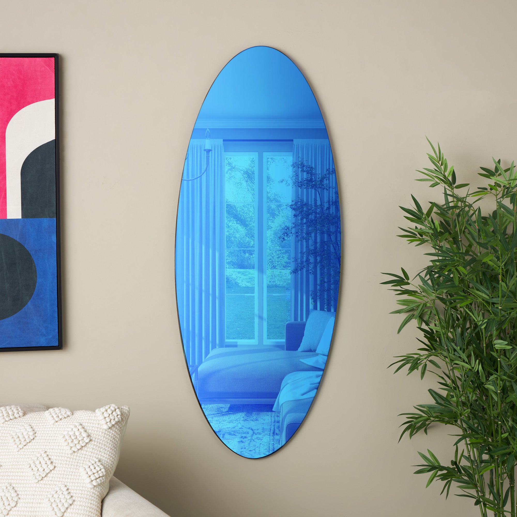 Glass Oval Room Wall Mirror