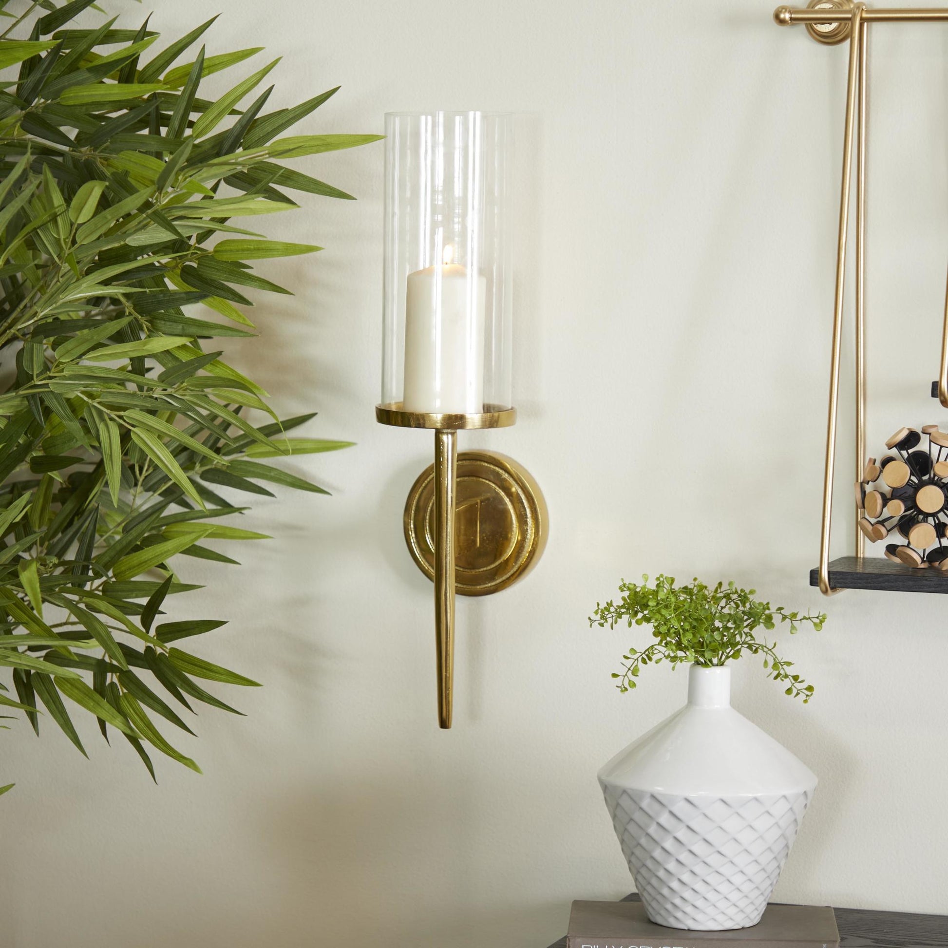 Aluminum Metal Single Candle Indoor Outdoor Wall Sconce with Glass Holder